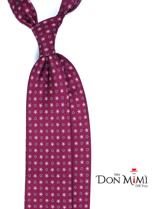Burgundy Tie 3 Folds ALLEGRA in Printed Silk