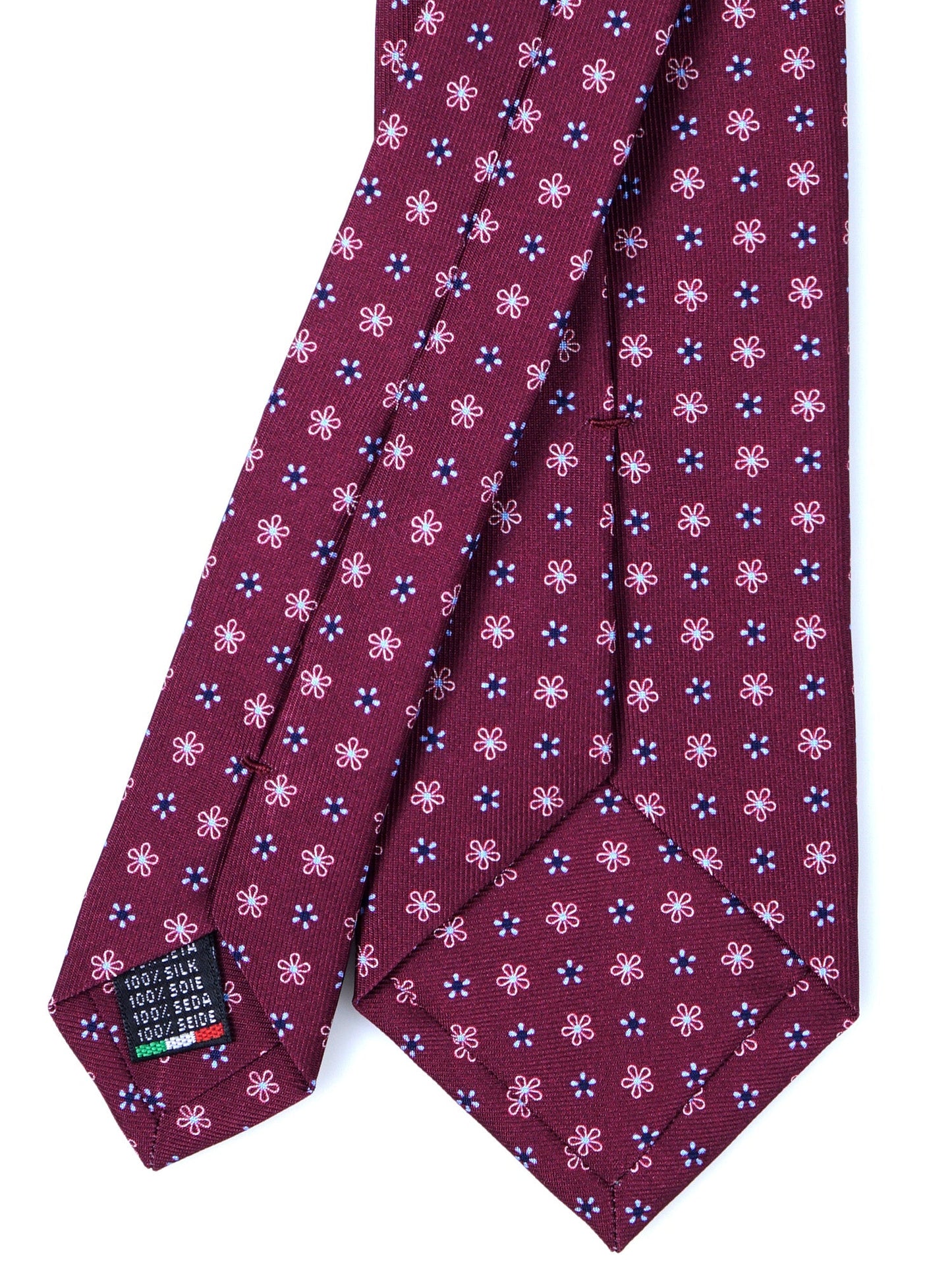 Burgundy Tie 3 Folds ALLEGRA in Printed Silk
