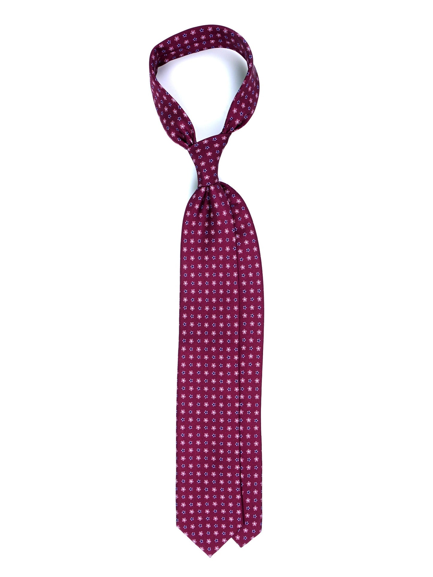 Burgundy Tie 3 Folds ALLEGRA in Printed Silk