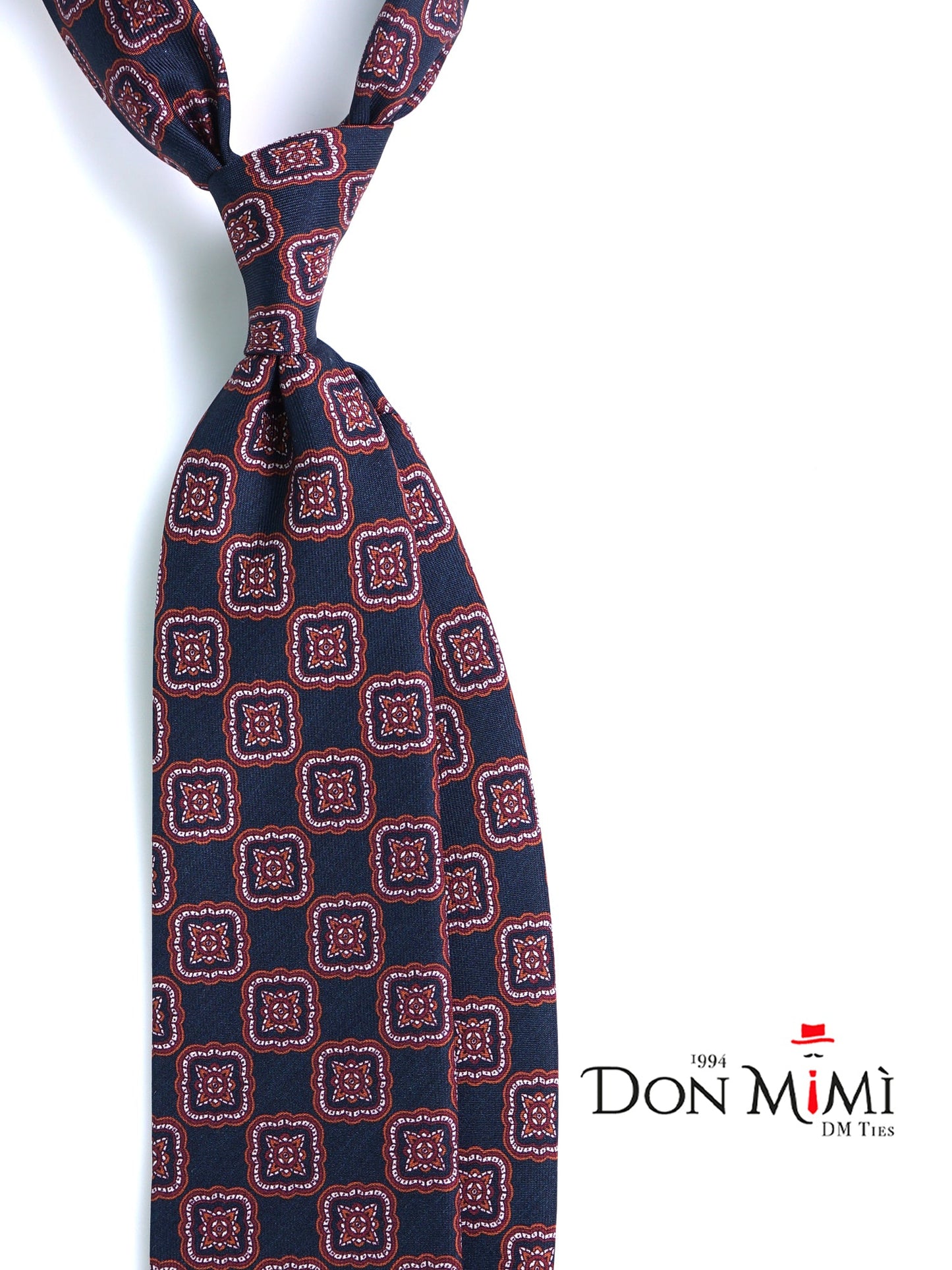 Dark Gray Tie MASSY 3 Folds in Printed Luxury Silk