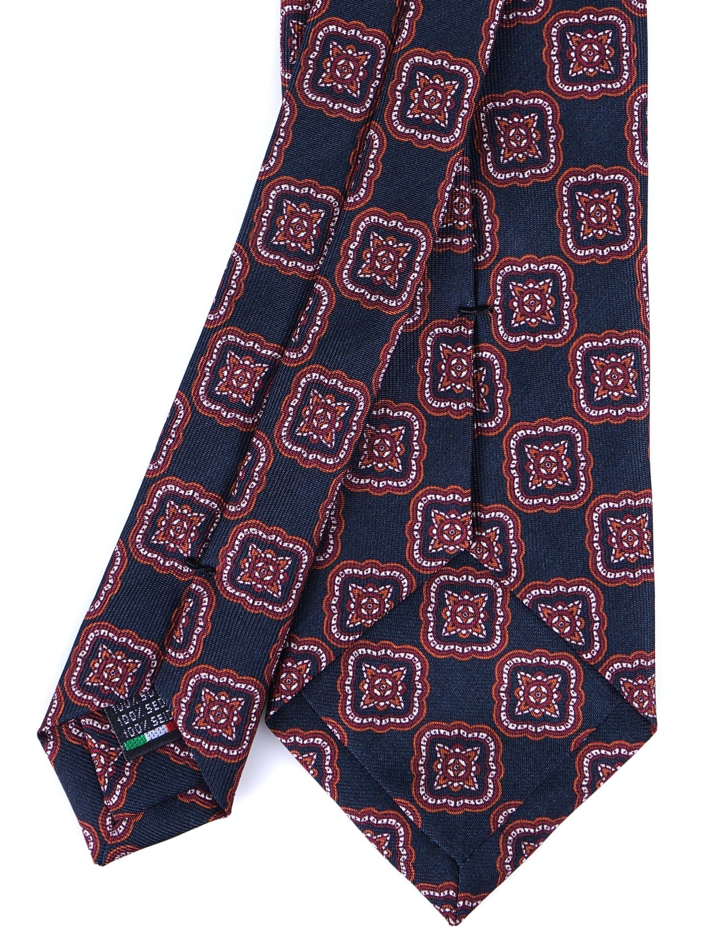 Dark Gray Tie MASSY 3 Folds in Printed Luxury Silk