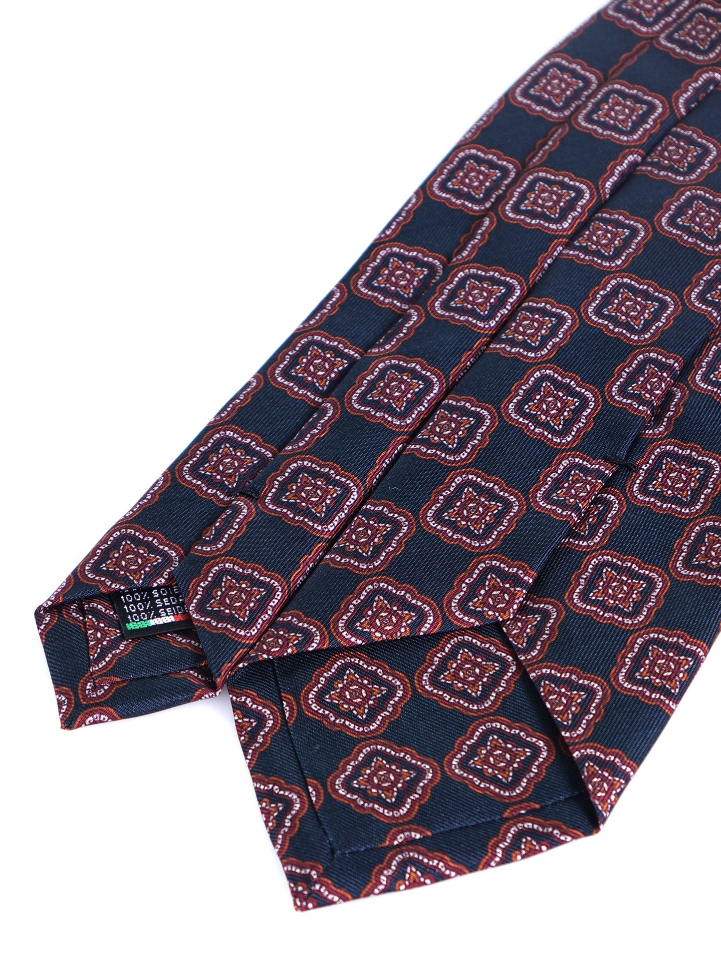 Dark Gray Tie MASSY 3 Folds in Printed Luxury Silk