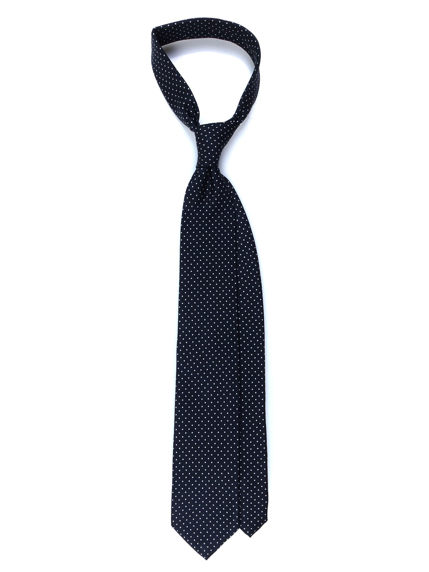 3-fold tie LUPOIS in printed English silk Dark Blue and white