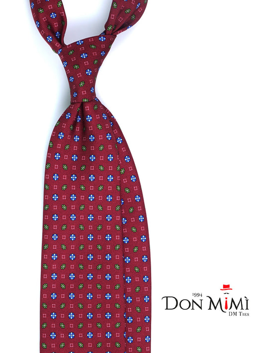 Dark Red 3 Folds LAVINIA Printed Silk Tie
