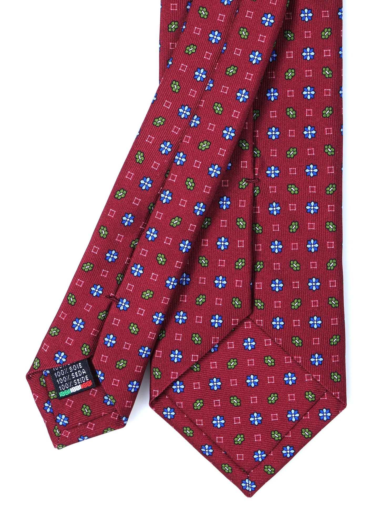 Dark Red 3 Folds LAVINIA Printed Silk Tie