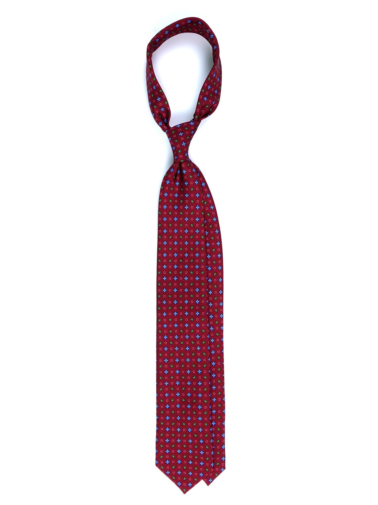 Dark Red 3 Folds LAVINIA Printed Silk Tie