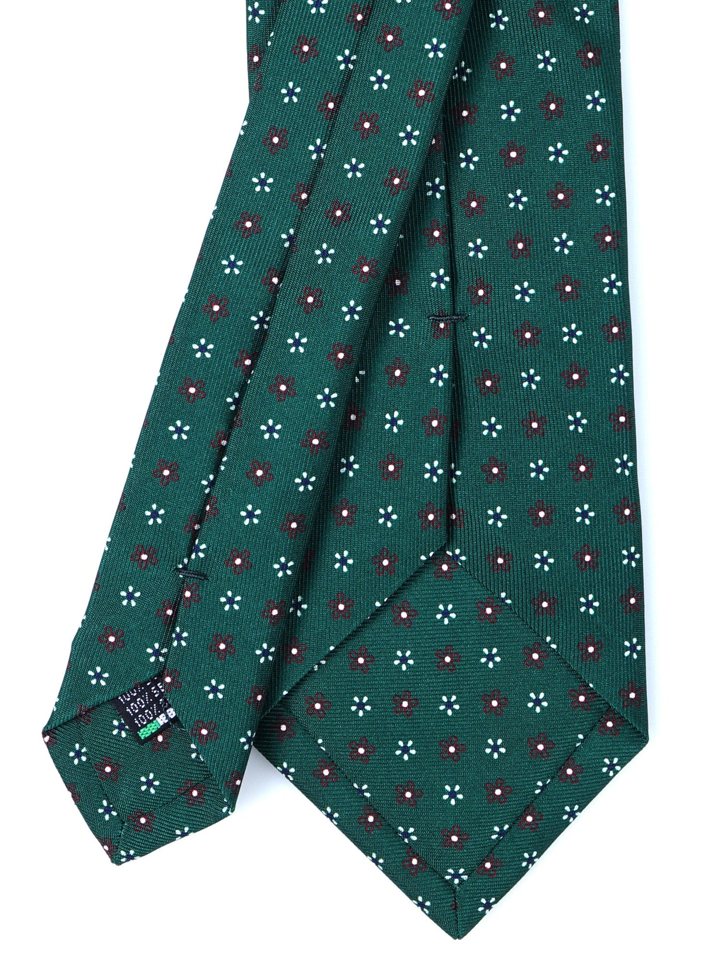 Forest Green Tie 3 Folds HAPPY in Printed Silk