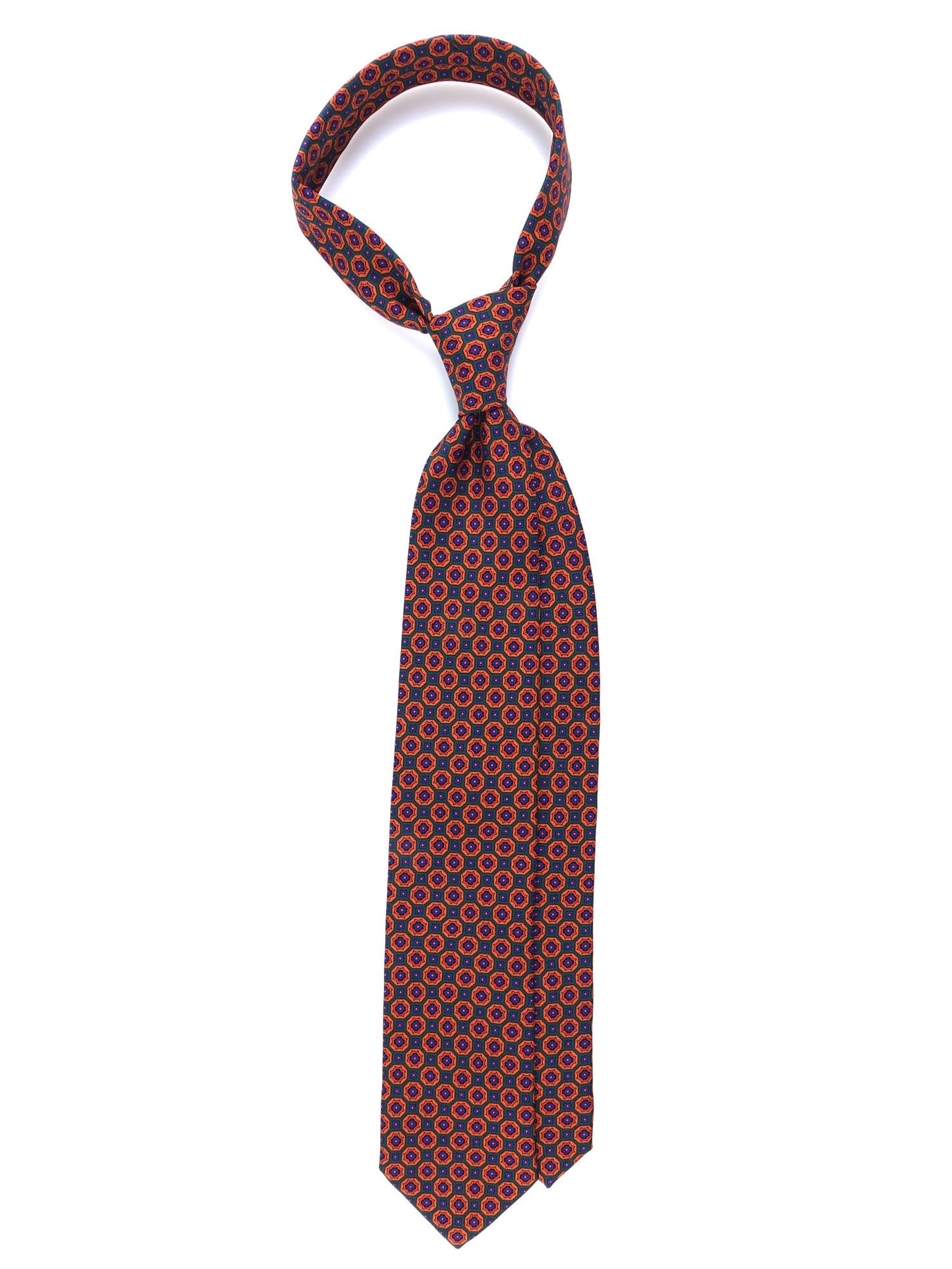 3 Fold Green Silk Madder Tie MEGHAN