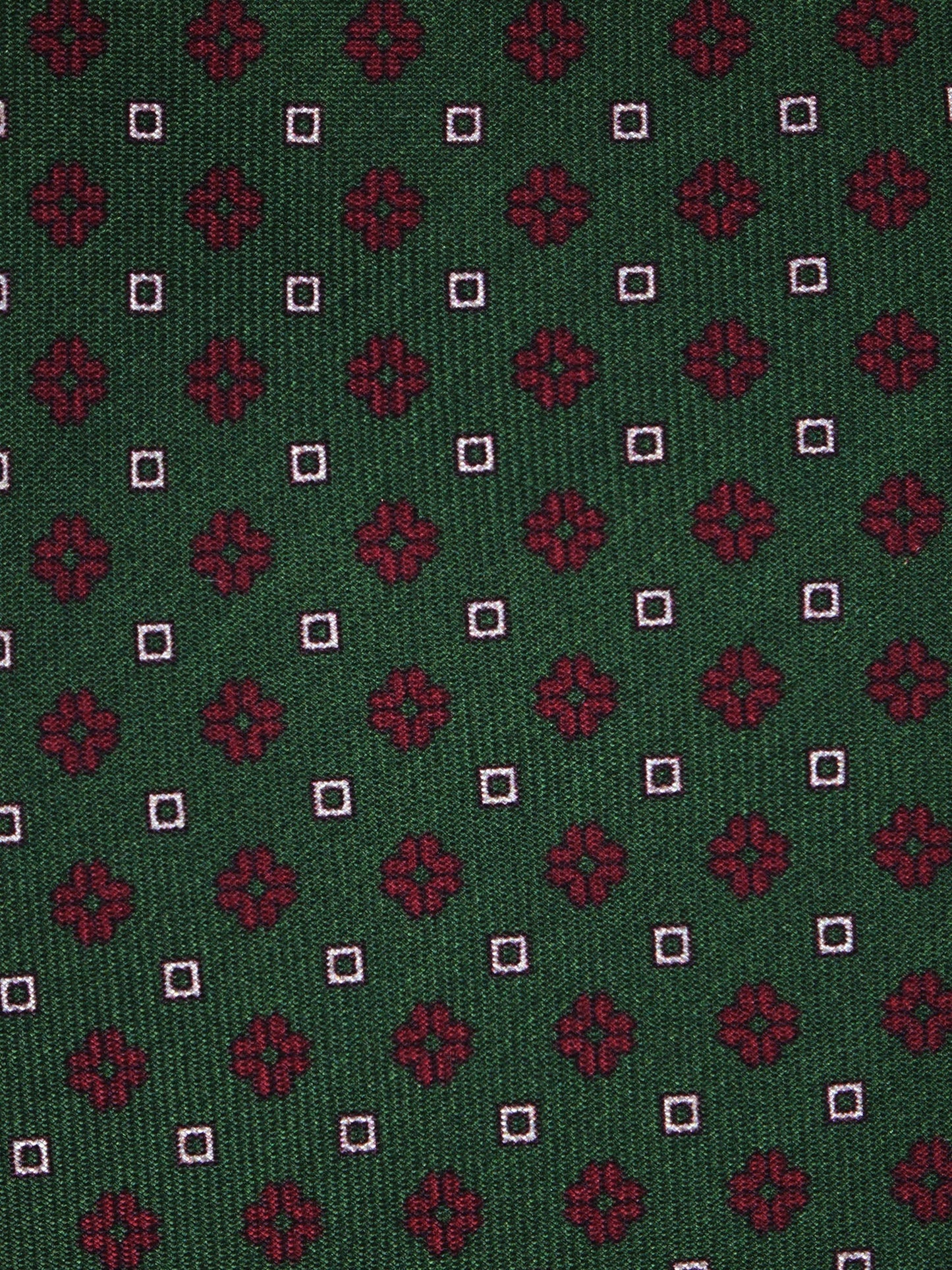 Green 3 Folds SAVERY Luxury Printed Silk Tie