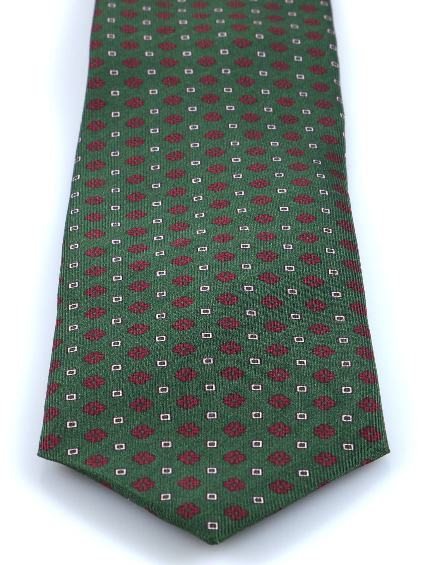 Green 3 Folds SAVERY Luxury Printed Silk Tie