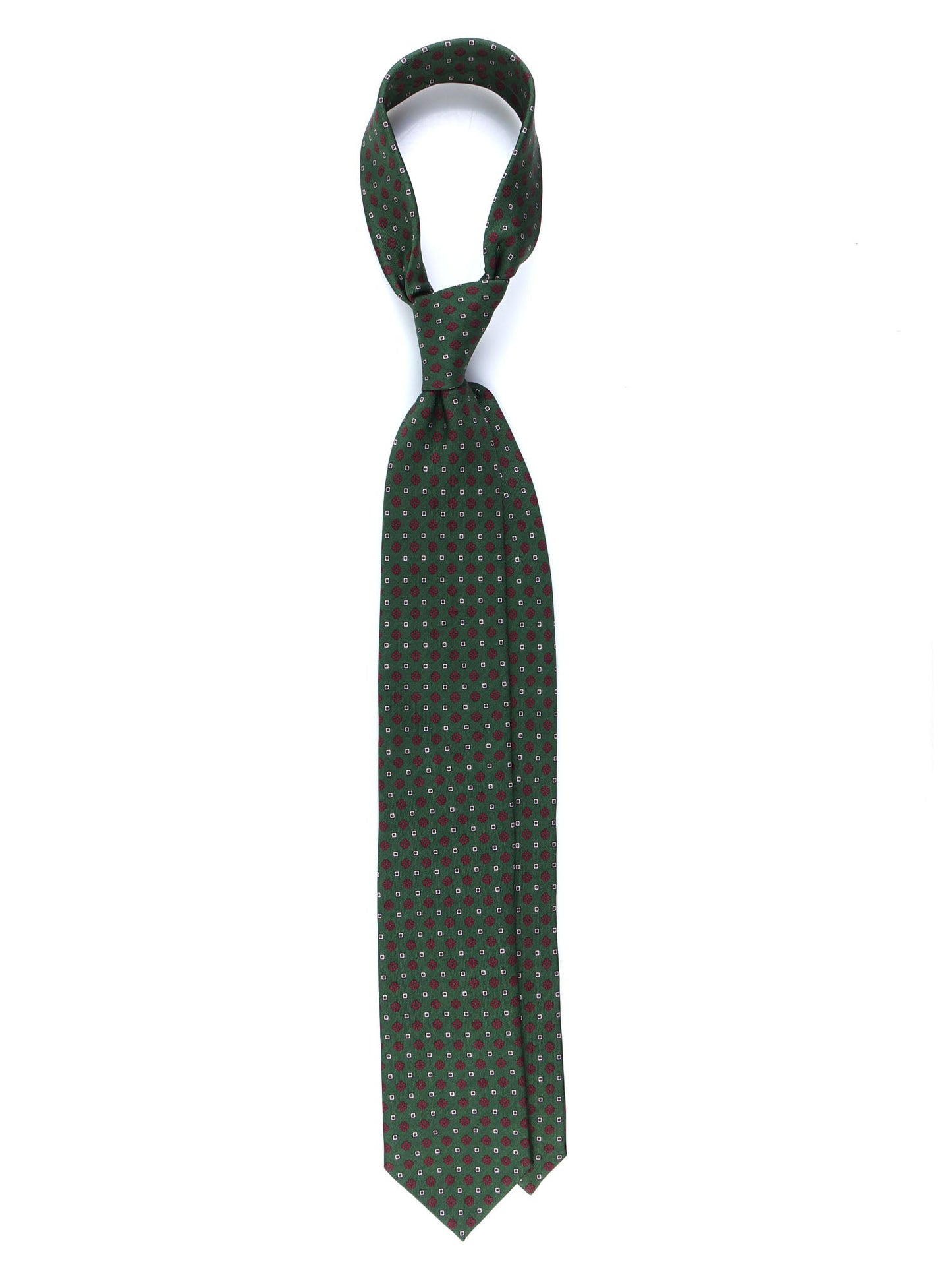 Green 3 Folds SAVERY Luxury Printed Silk Tie