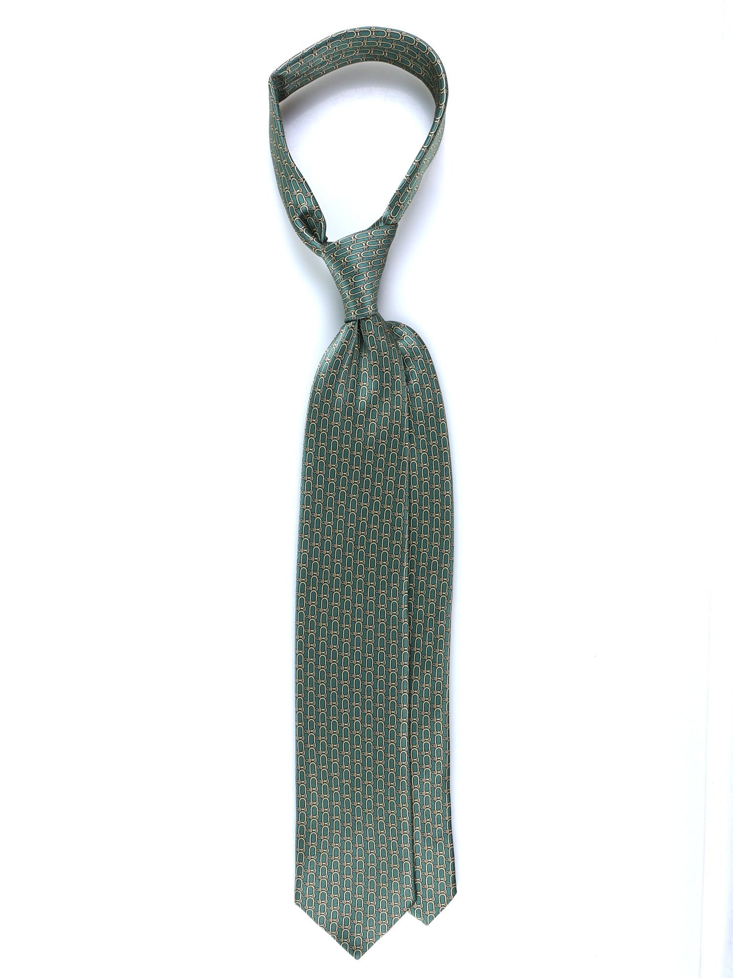 Green 3 Folds AKITA Silk Satin Tie