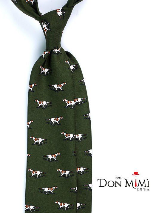 Green tie 3 Folds SEGUGIO in printed English silk