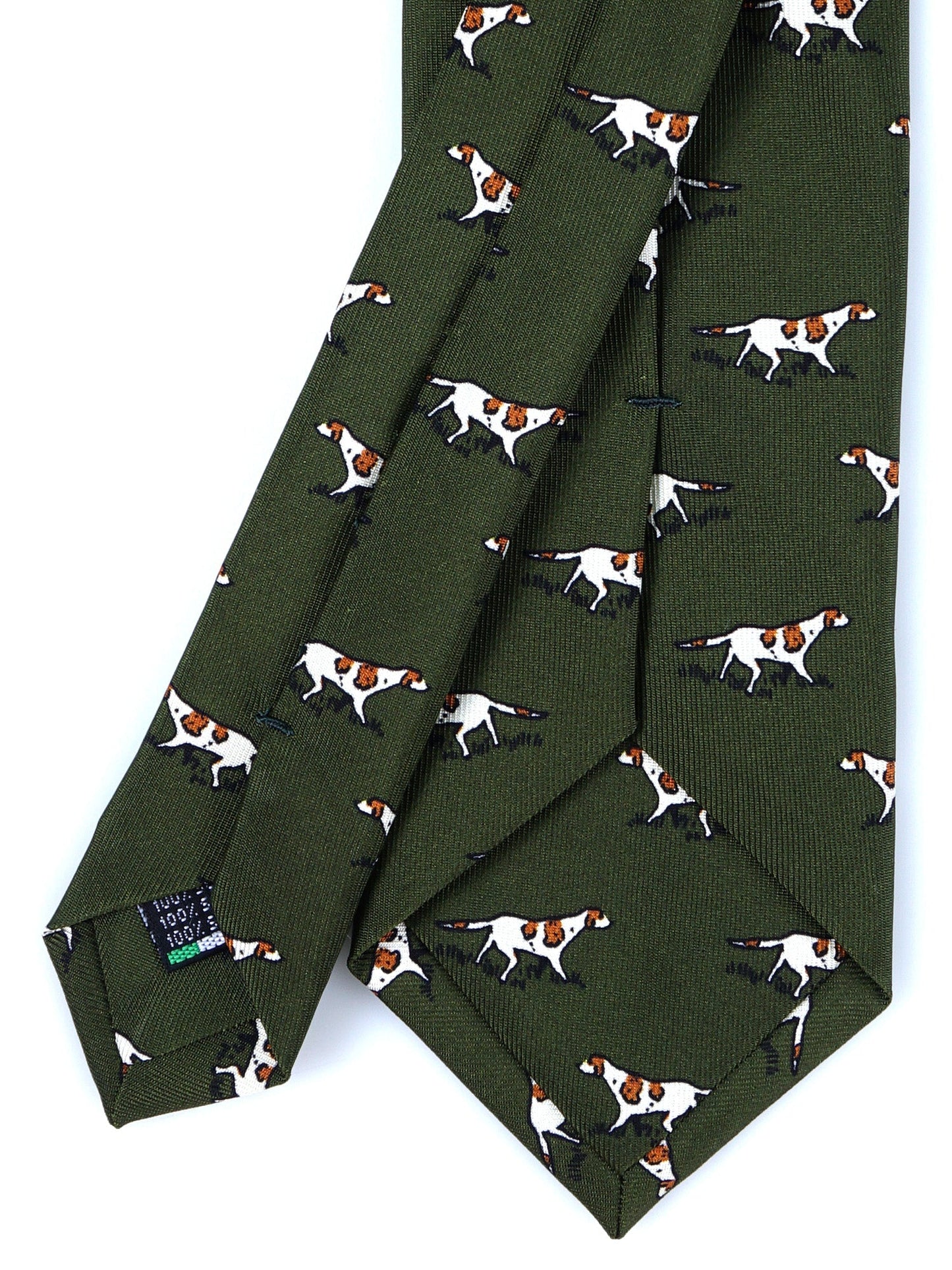 Green tie 3 Folds SEGUGIO in printed English silk