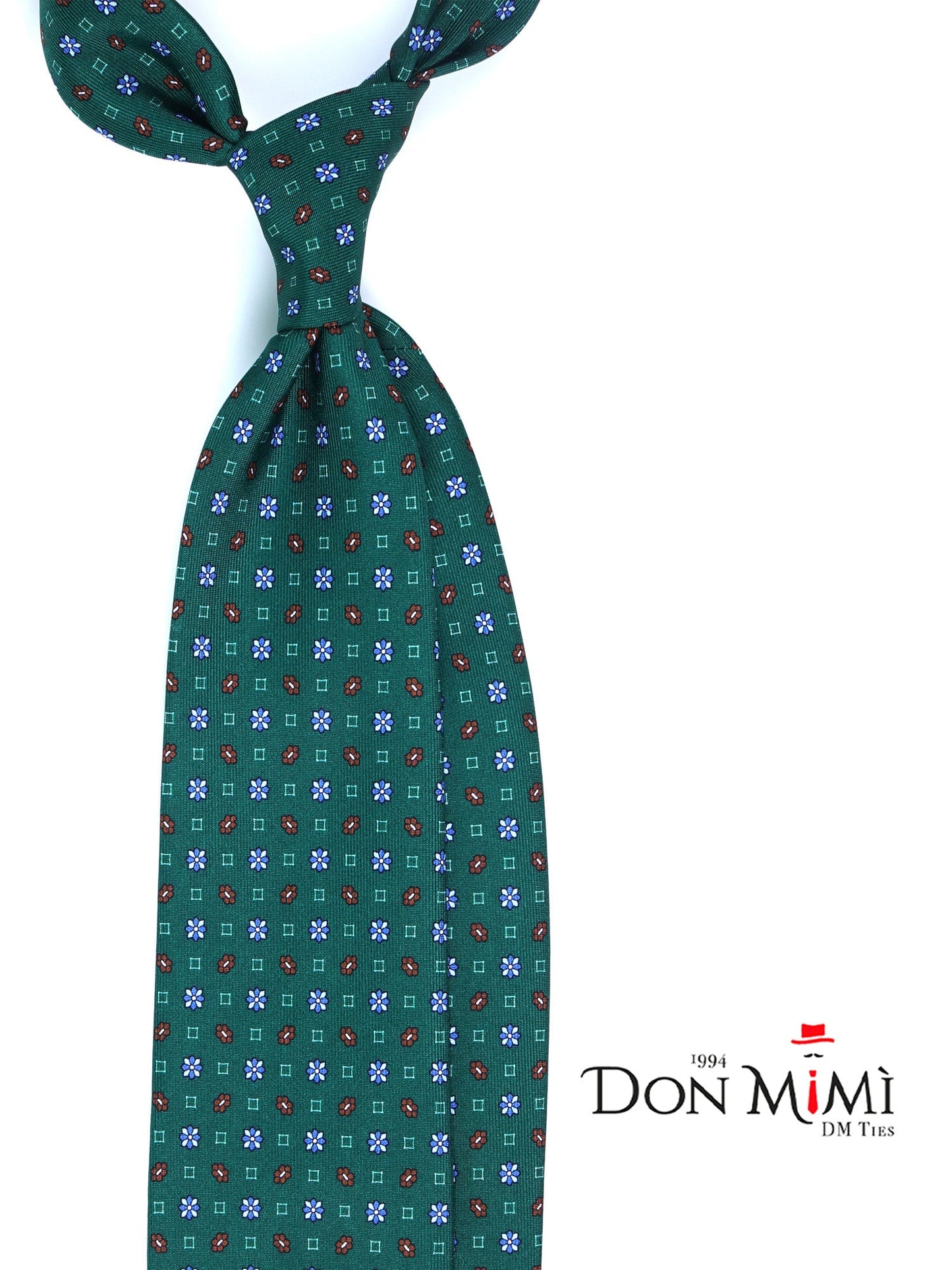 Green Tie 3 Folds LAVINIA in Printed Silk