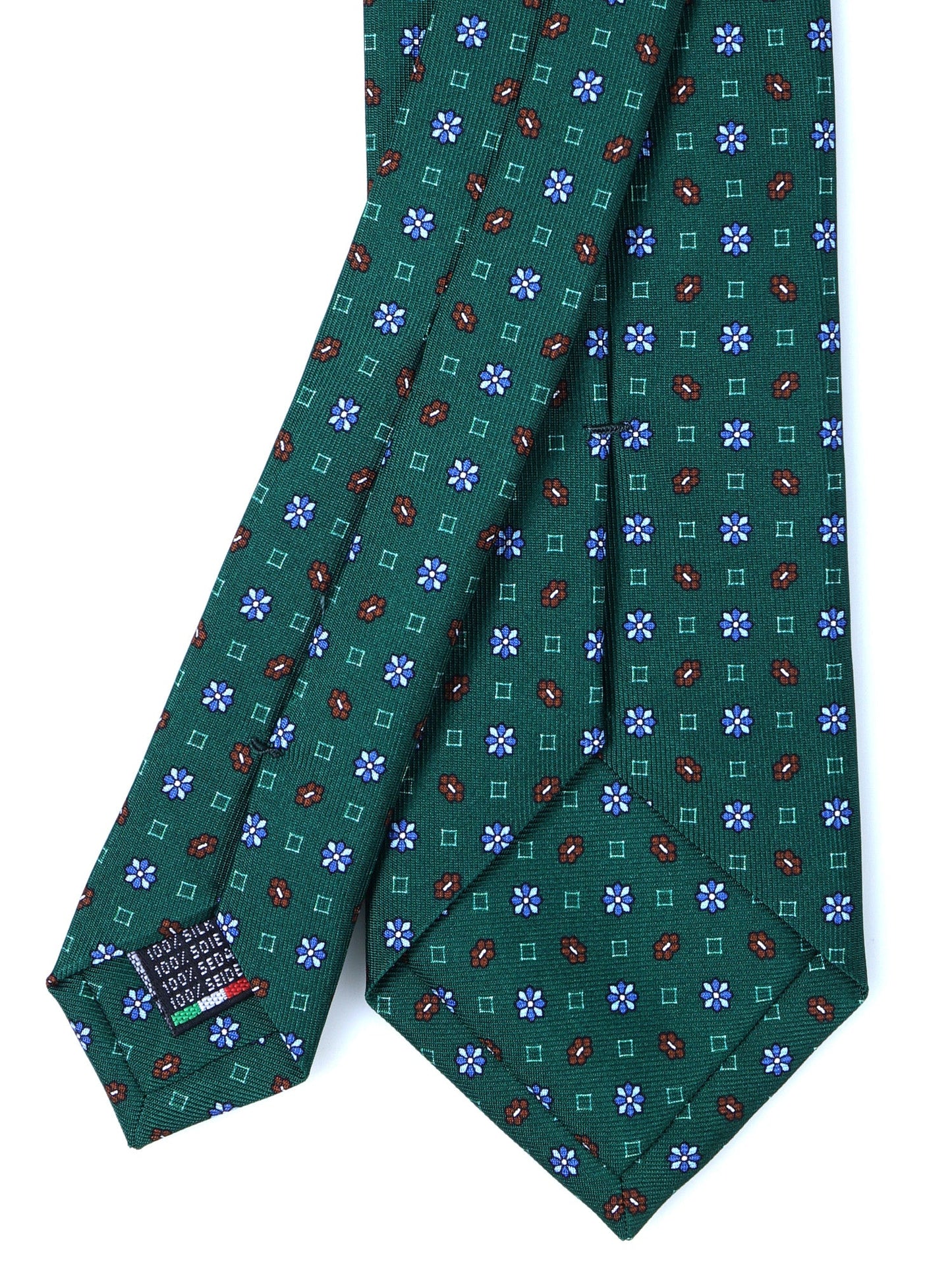 Green Tie 3 Folds LAVINIA in Printed Silk