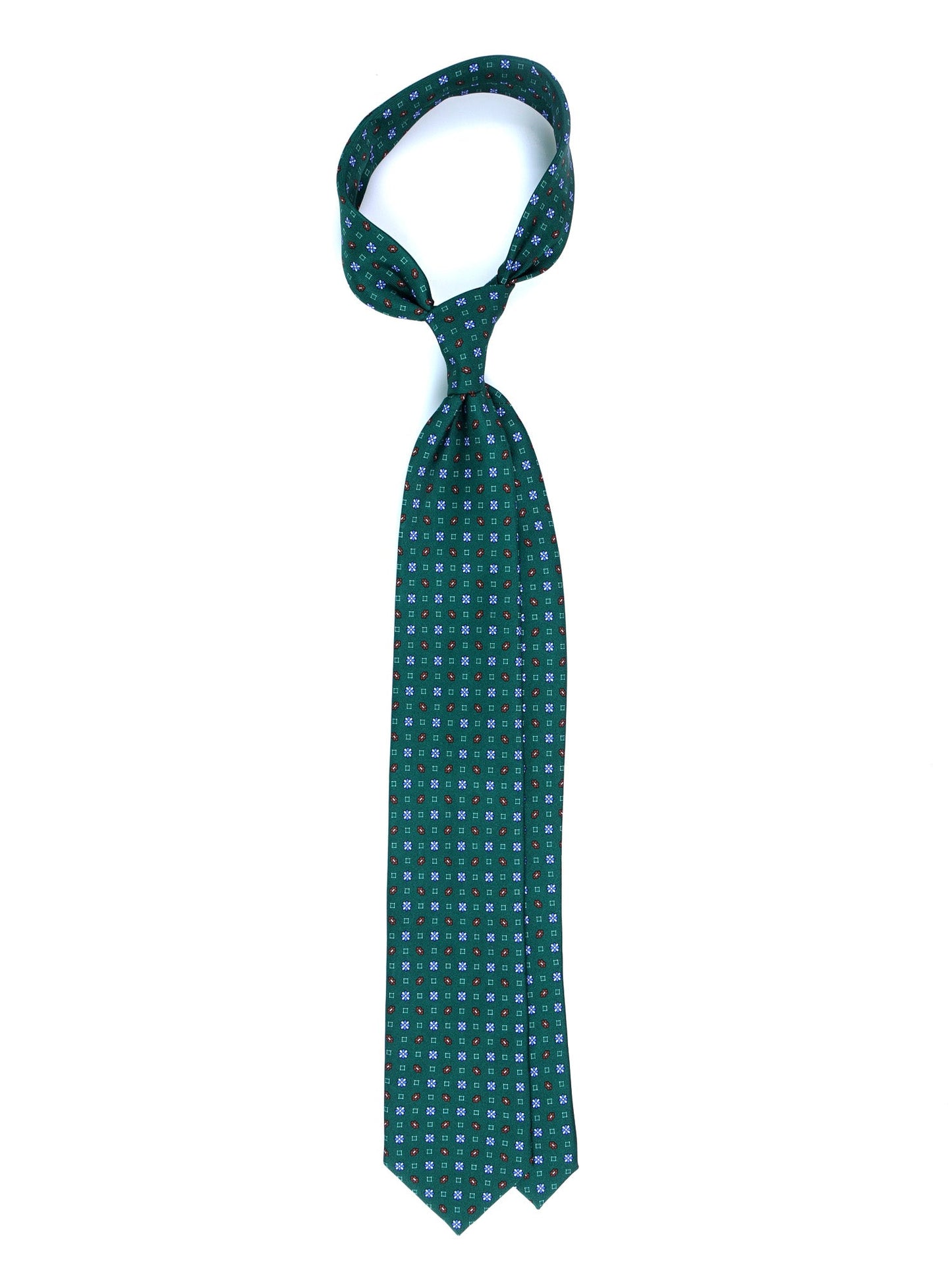 Green Tie 3 Folds LAVINIA in Printed Silk