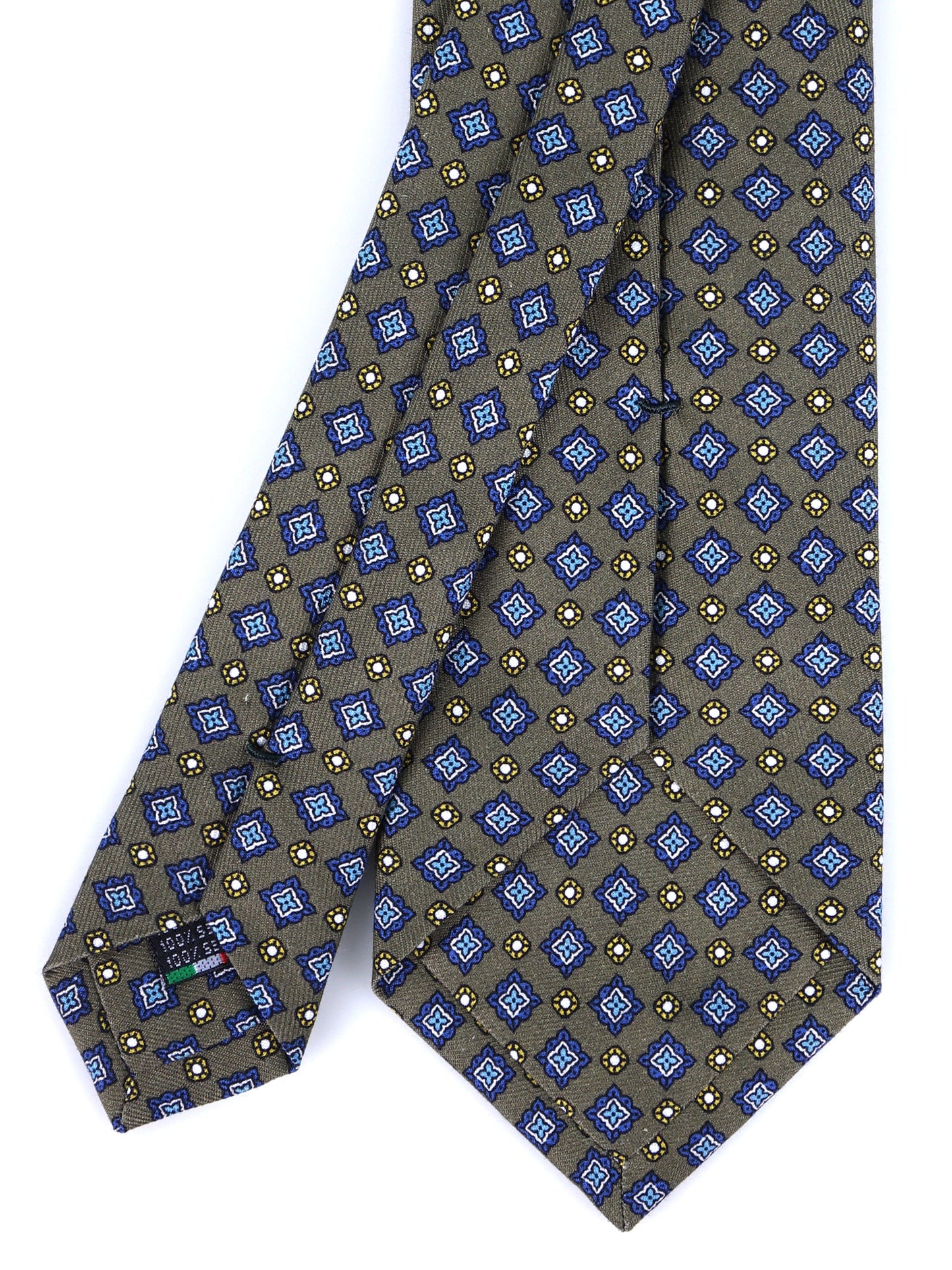 Green 3 Folds MANTOVA Tie in Italian Madder Silk