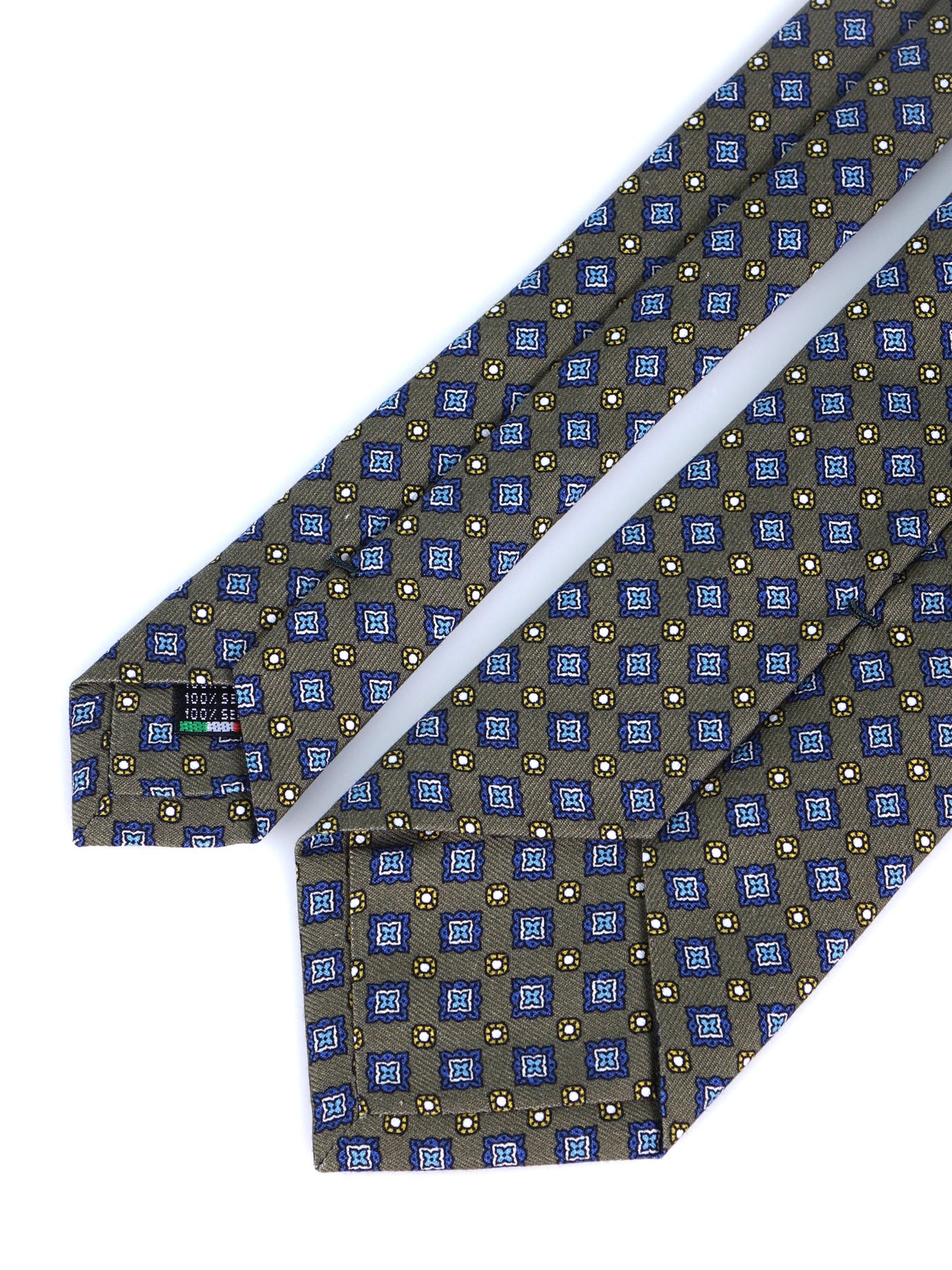 Green 3 Folds MANTOVA Tie in Italian Madder Silk