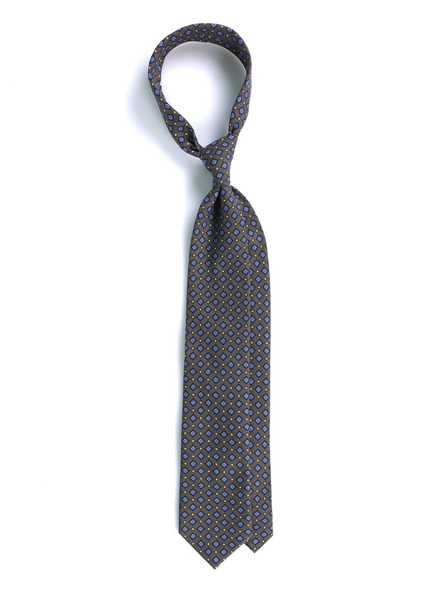 Green 3 Folds MANTOVA Tie in Italian Madder Silk