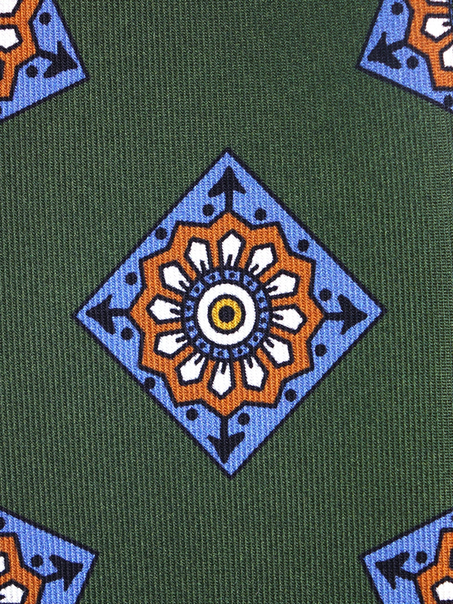 Green Tie 3 Folds MATERA in English madder silk