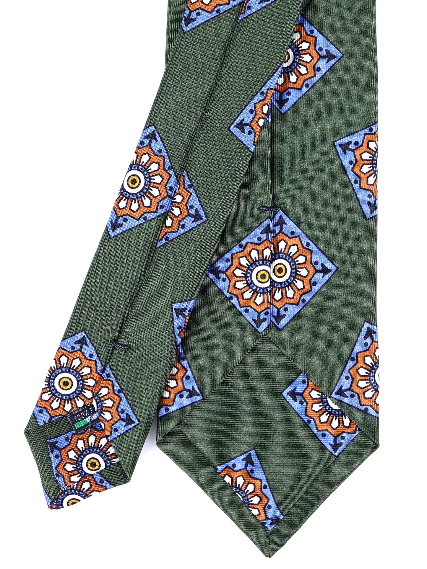 Green Tie 3 Folds MATERA in English madder silk