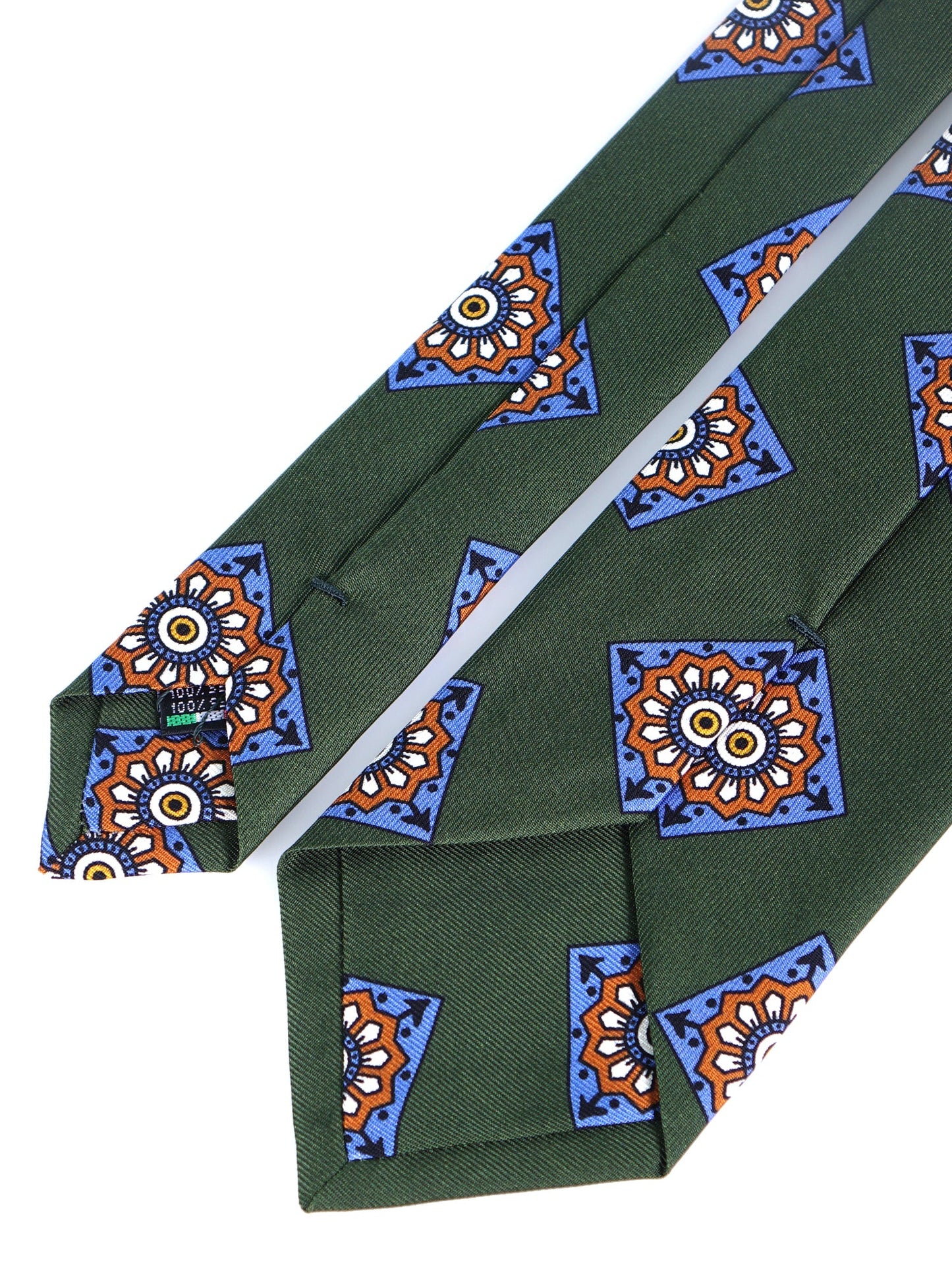 Green Tie 3 Folds MATERA in English madder silk