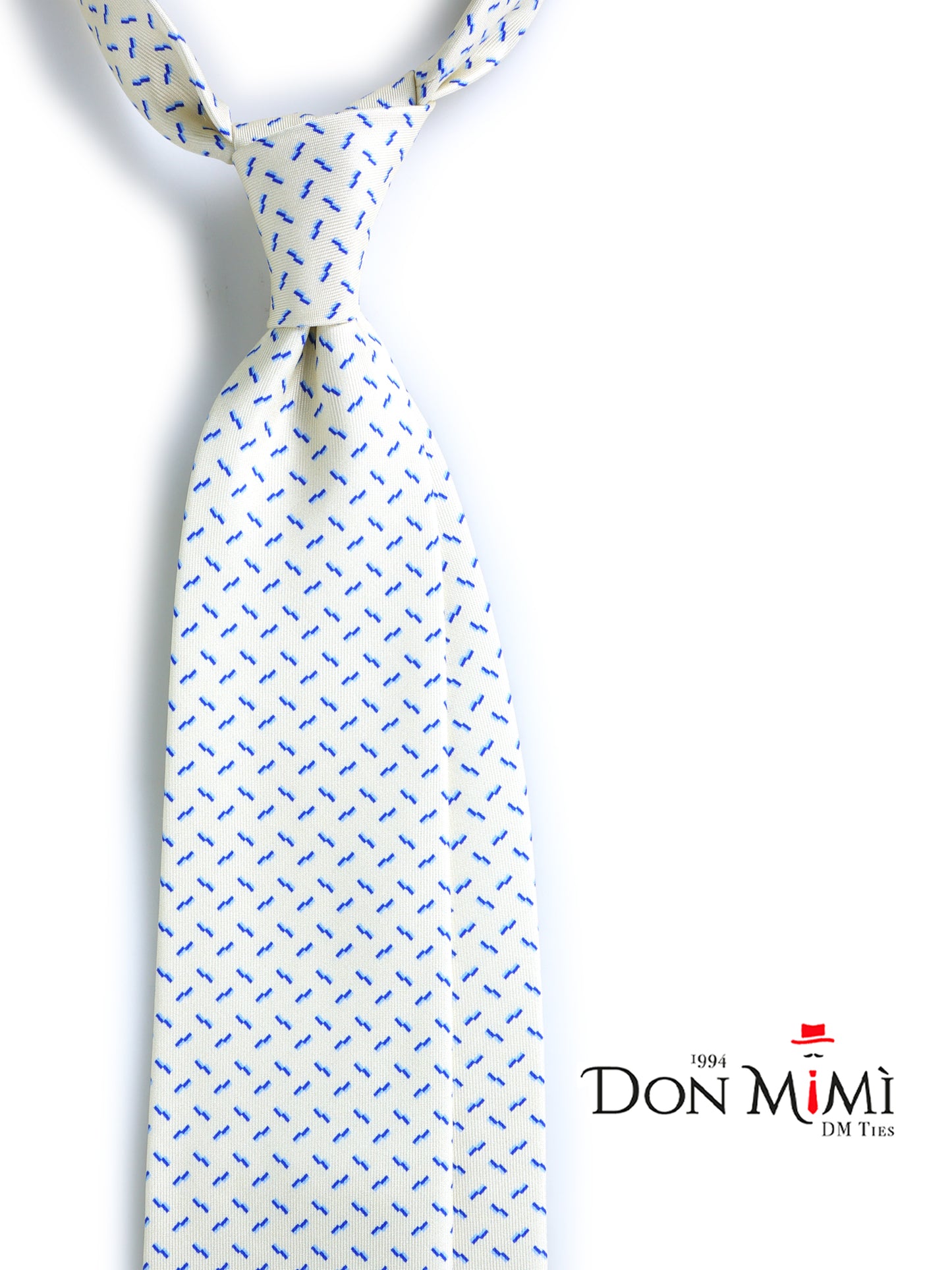 Ivory 3 Fold tie LUCILLA in Printed English Silk