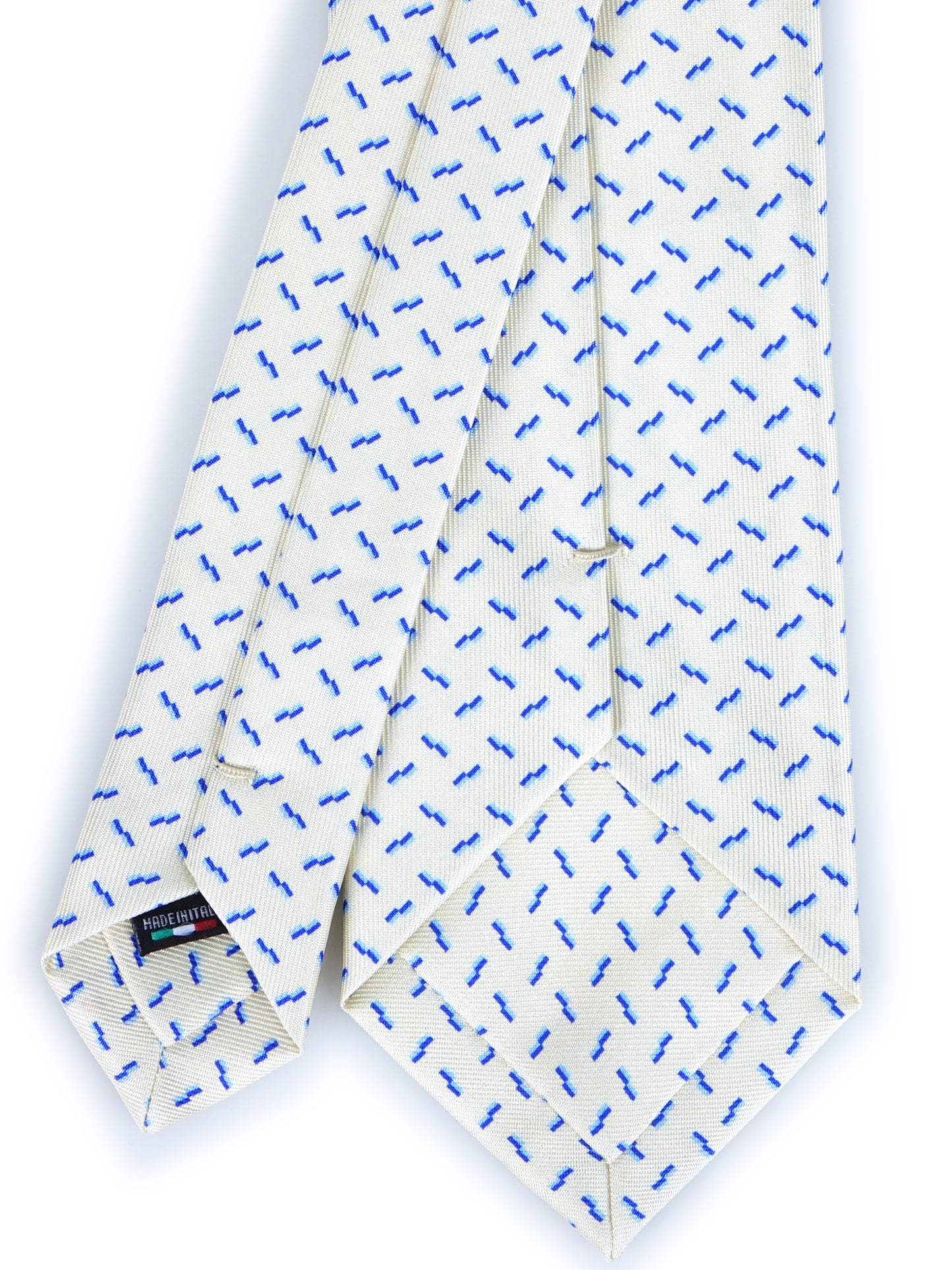 Ivory 3 Fold tie LUCILLA in Printed English Silk