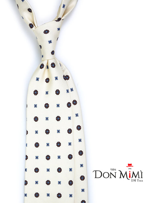 Ivory 3 Fold tie ESTELLA Printed English Silk
