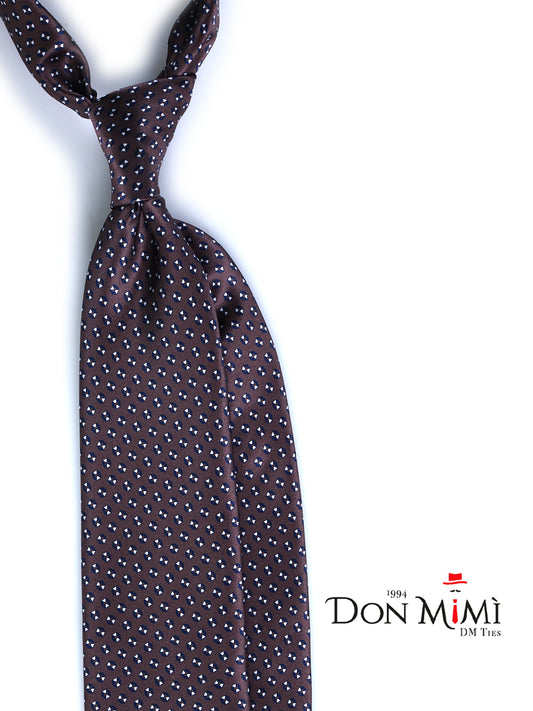 Brown 3 Fold SHILLA Silk Satin Printed Tie