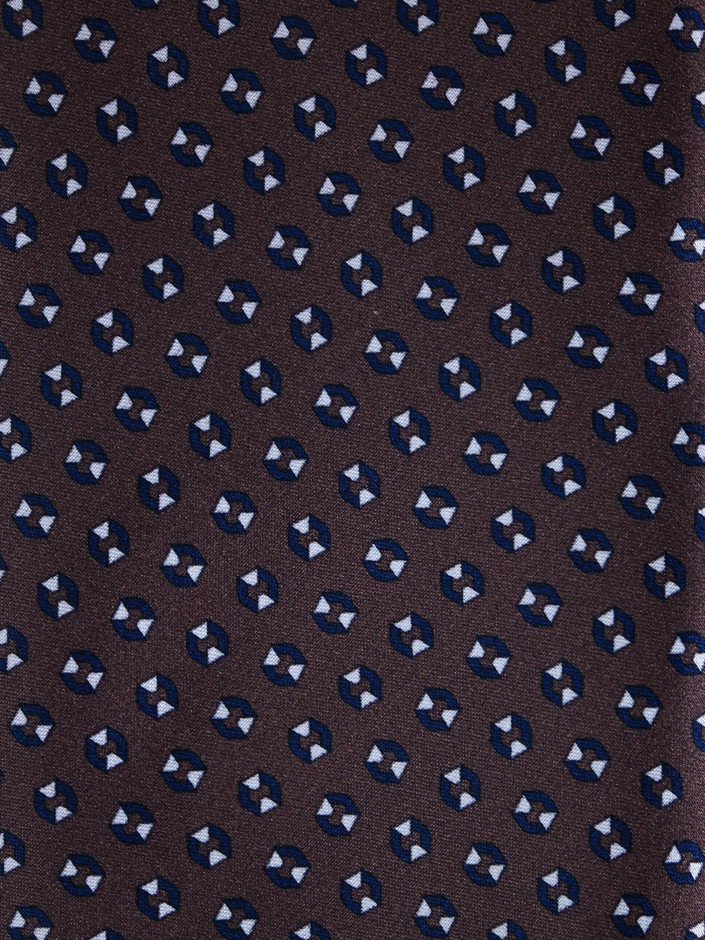 Brown 3 Fold SHILLA Silk Satin Printed Tie