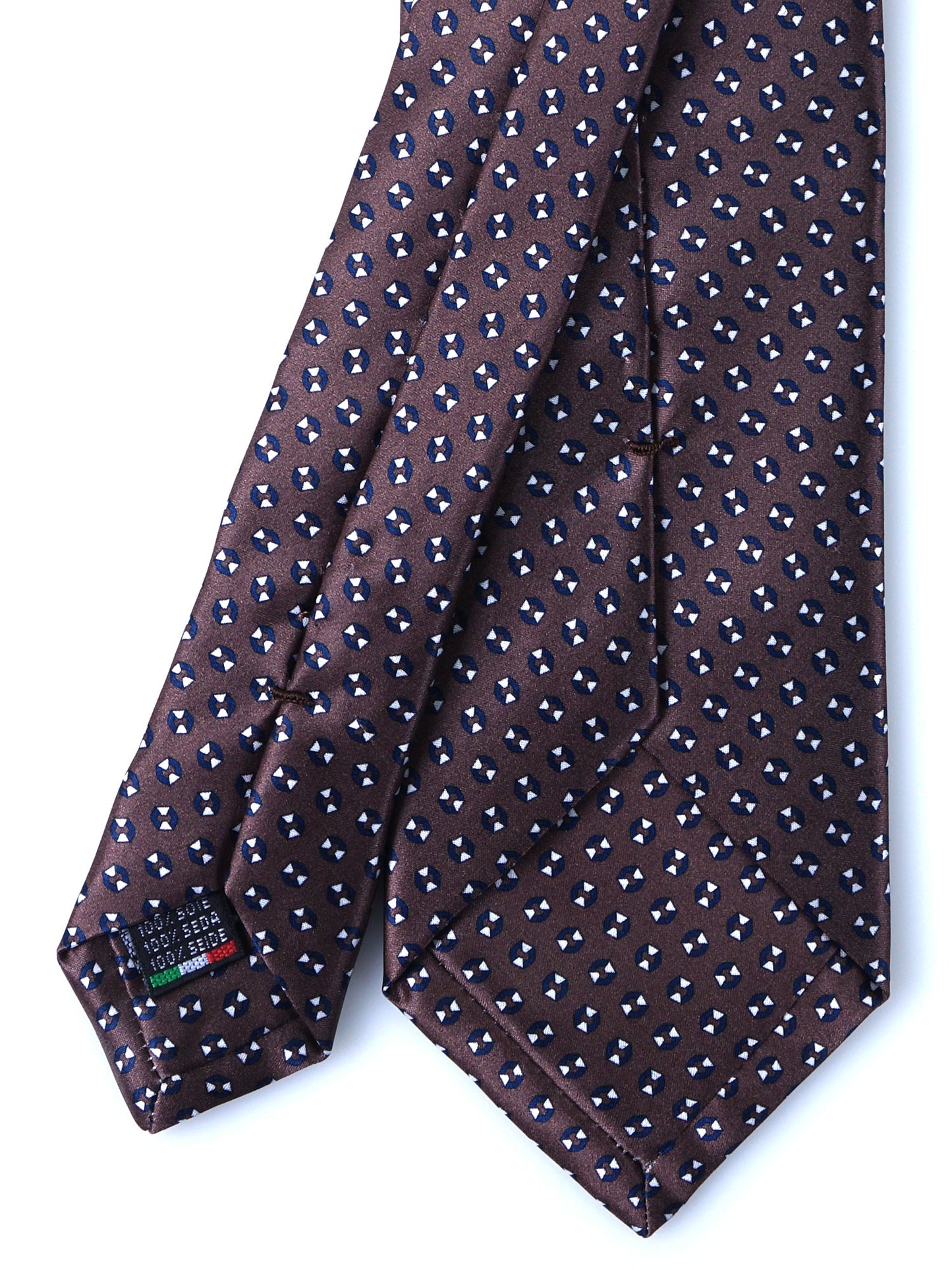 Brown 3 Fold SHILLA Silk Satin Printed Tie
