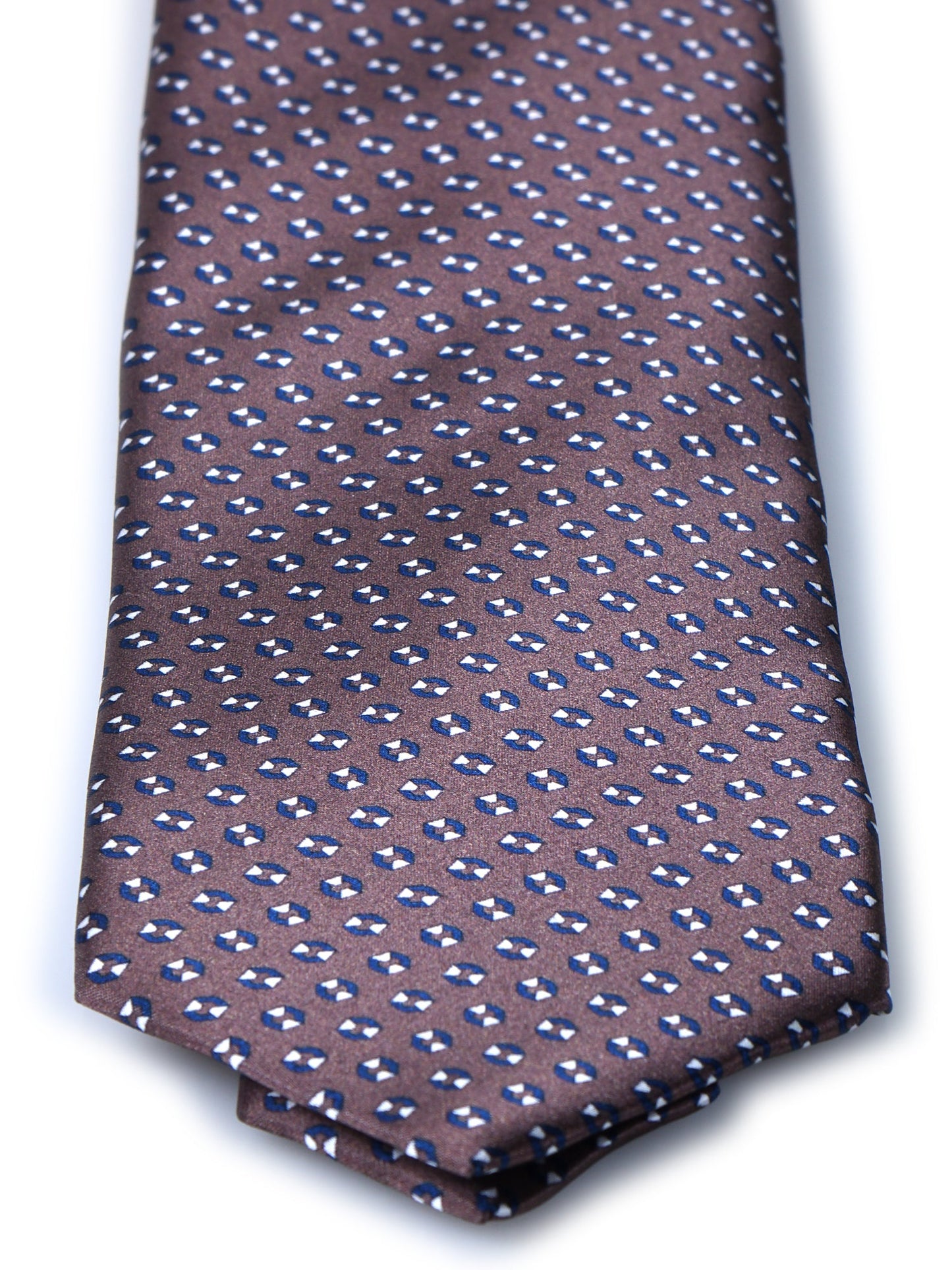 Brown 3 Fold SHILLA Silk Satin Printed Tie