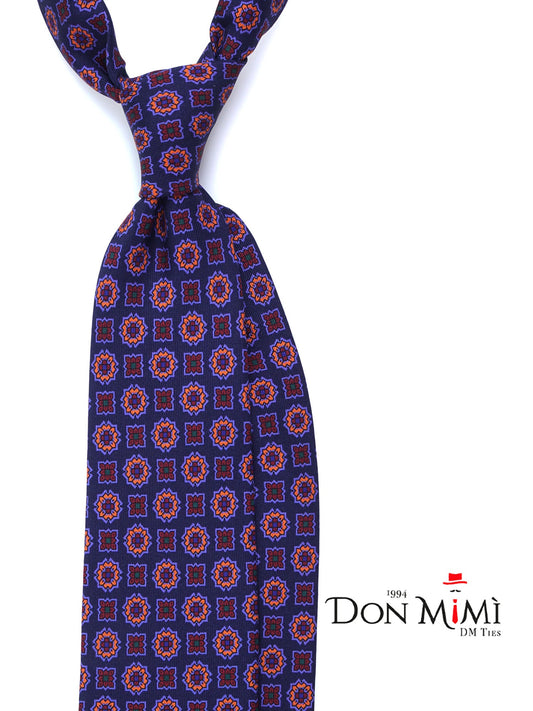 Dark Blue 3 Fold Silk Madder Tie ESTELA