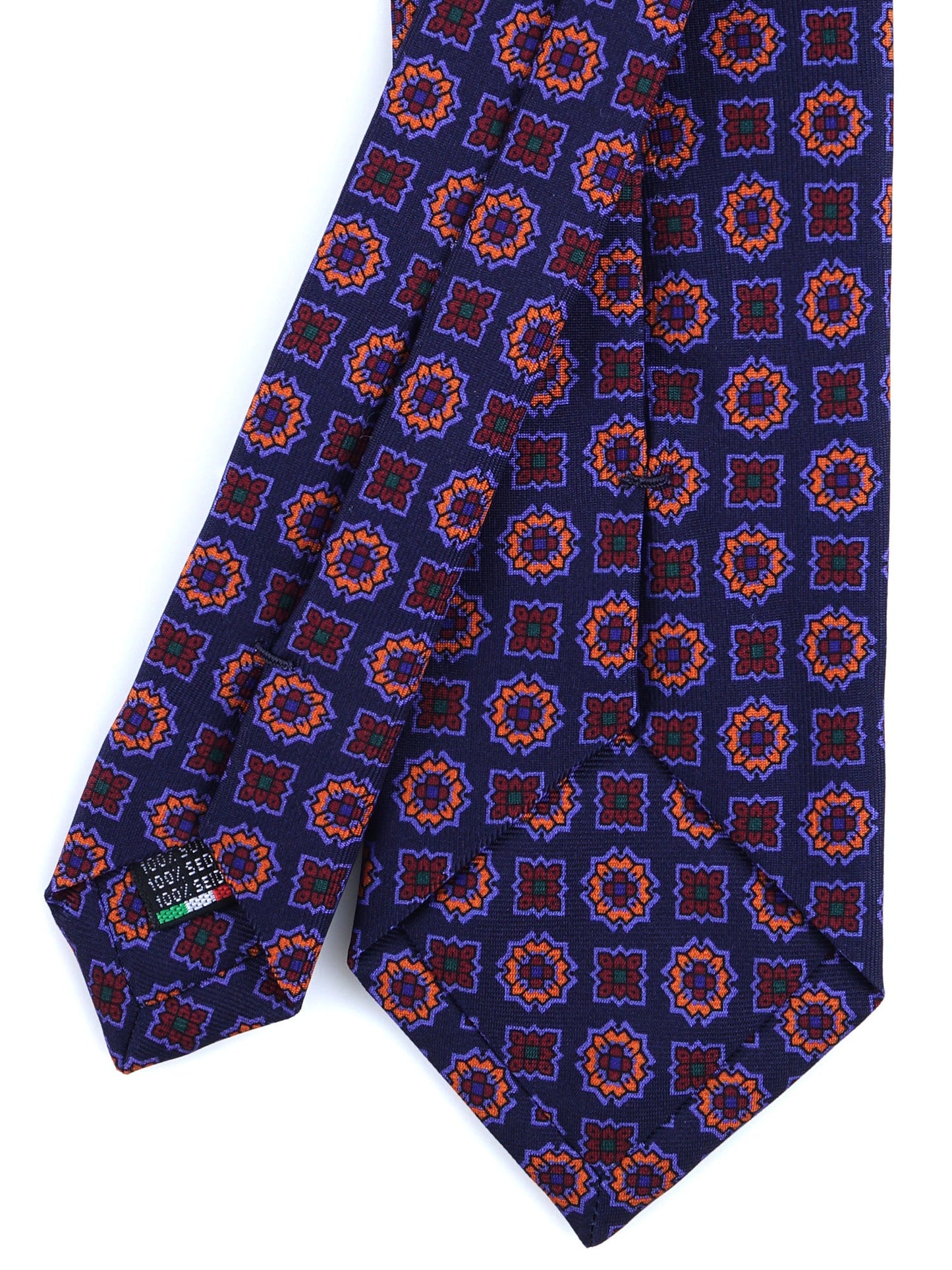 Dark Blue 3 Fold Silk Madder Tie ESTELA