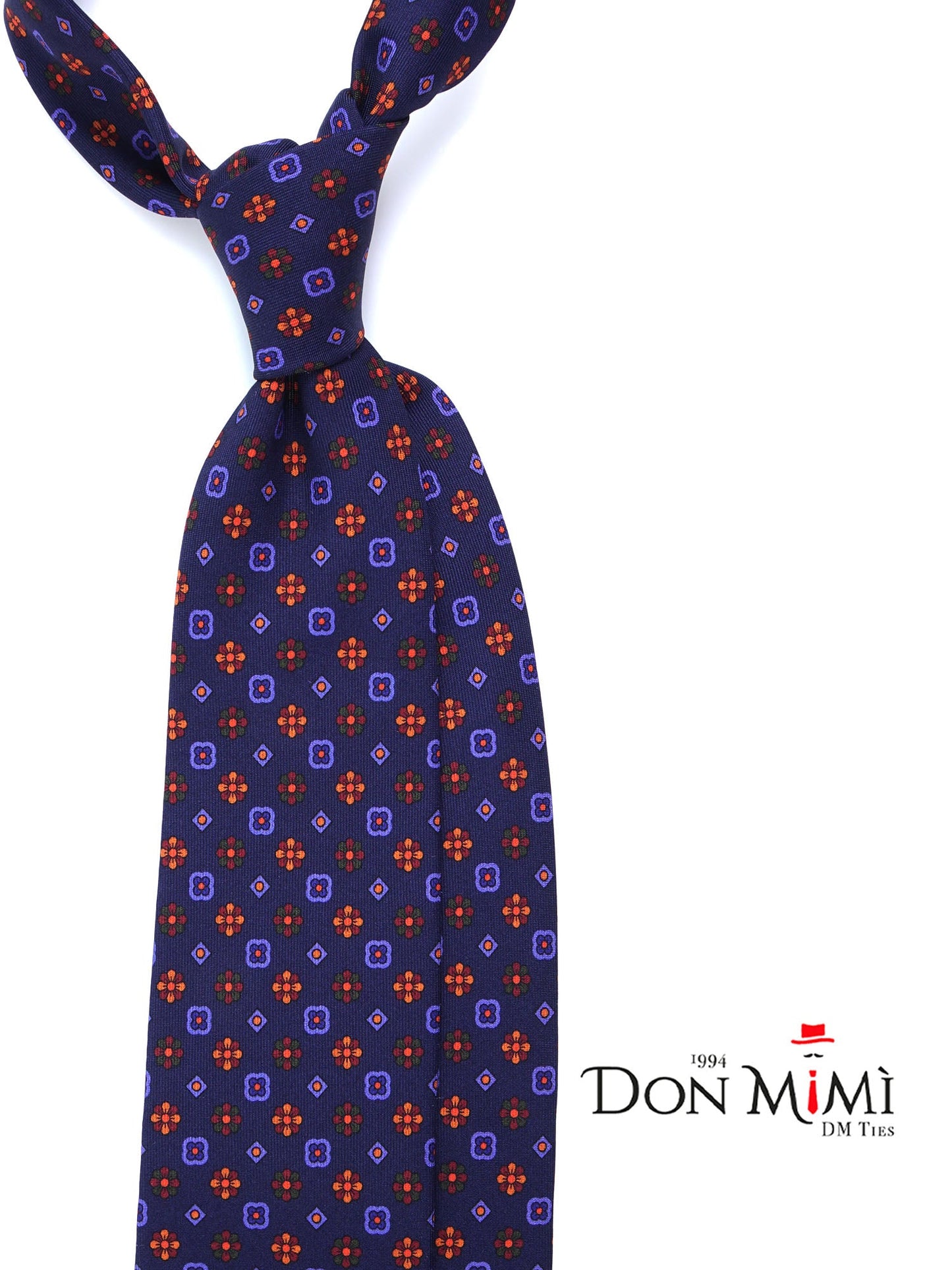 Dark Blue Madder Silk 3 Fold Tie FIONA