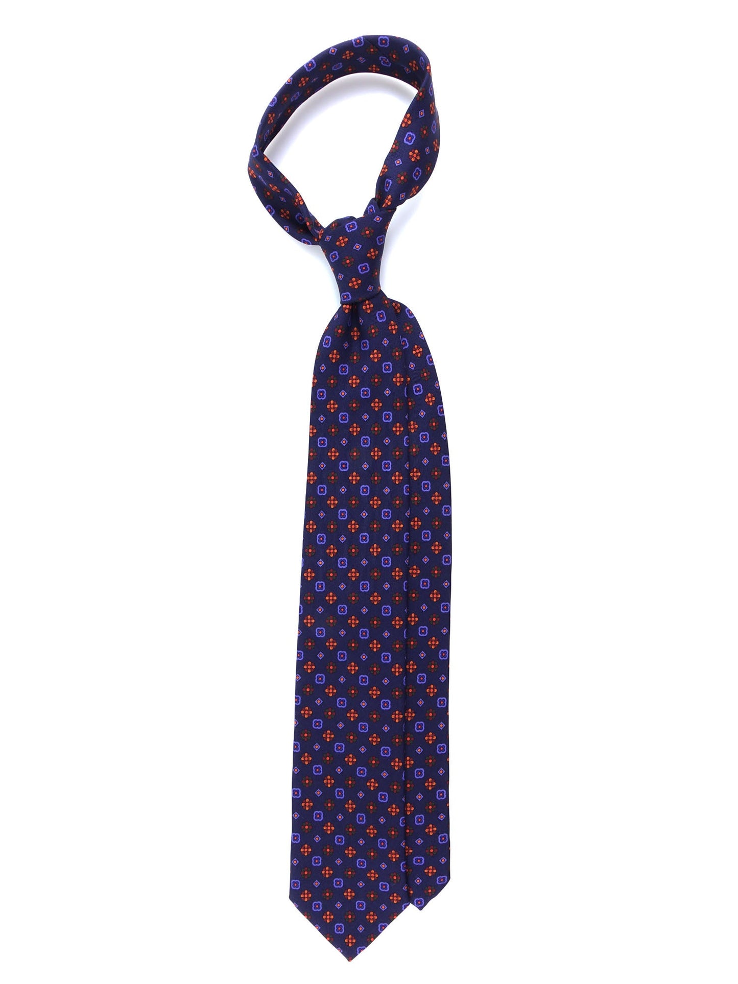 Dark Blue 3 Fold MESSY Tie in Madder Silk