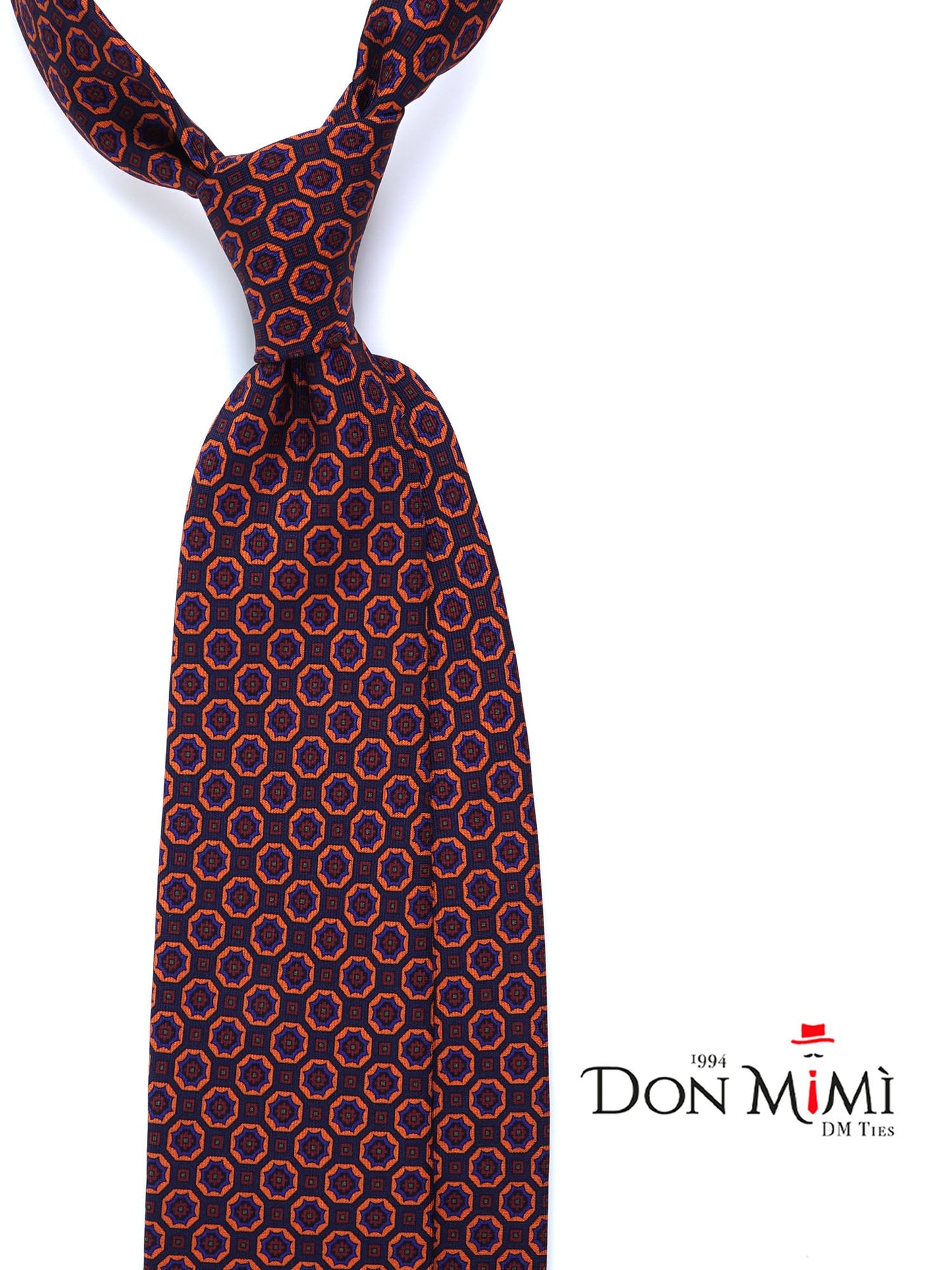 Dark Blue 3 Fold Silk Madder Tie MEGHAN