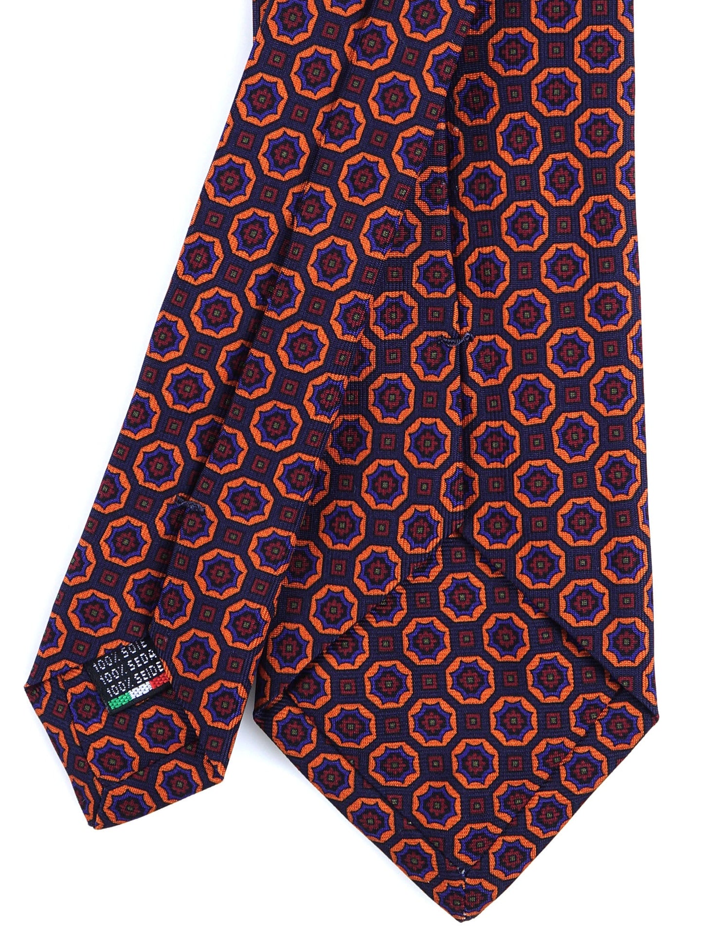 Dark Blue 3 Fold Silk Madder Tie MEGHAN