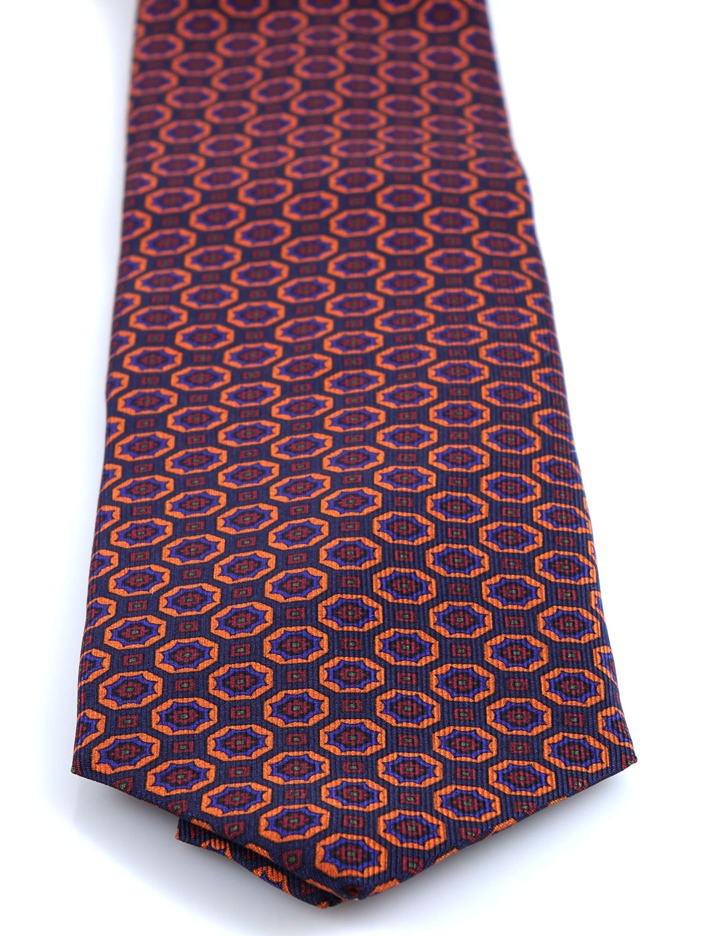 Dark Blue 3 Fold Silk Madder Tie MEGHAN