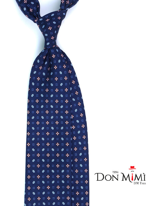 Dark Blue 3 Folds LAVINIA Printed Silk Tie