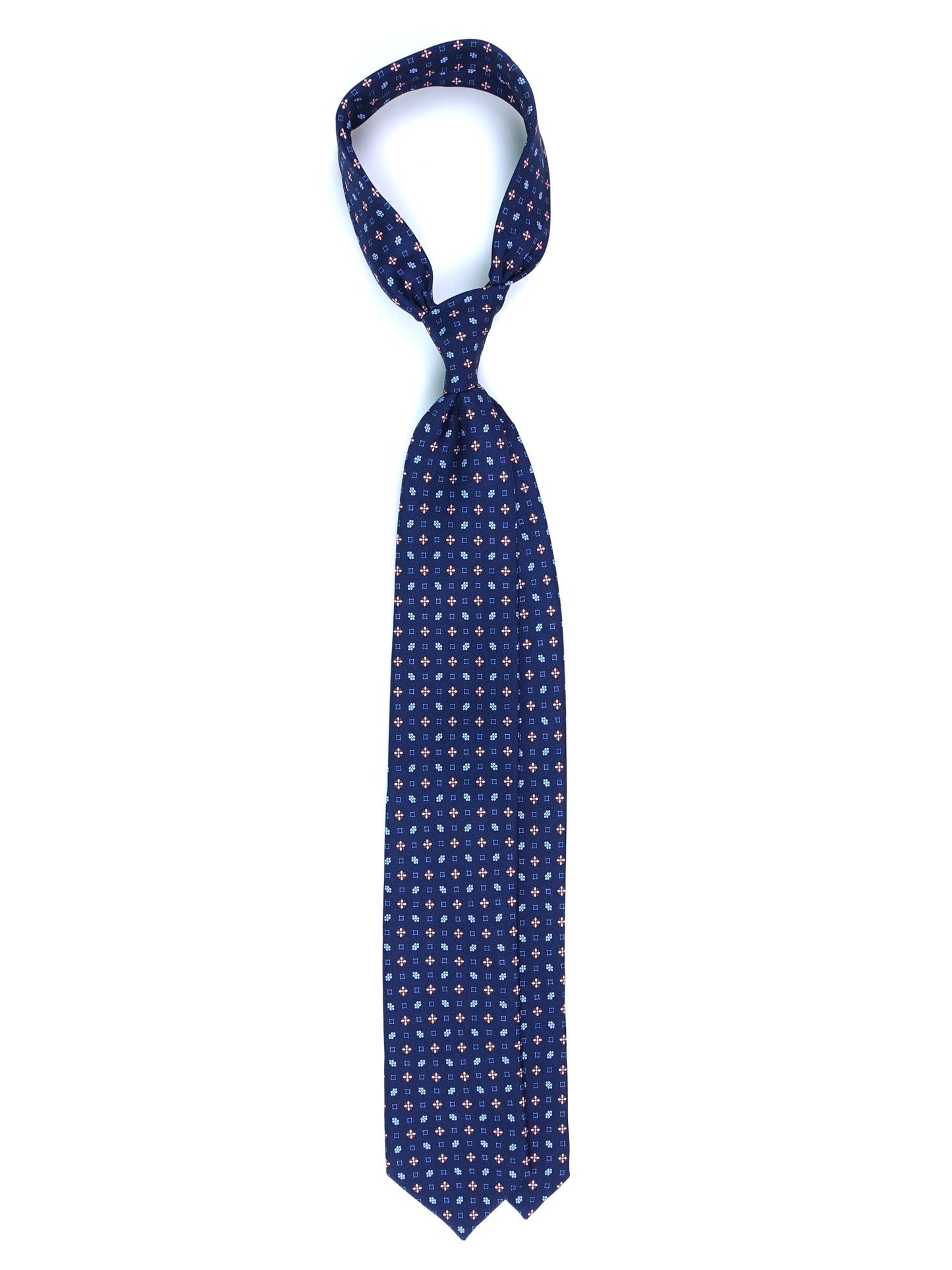 Dark Blue 3 Folds LAVINIA Printed Silk Tie
