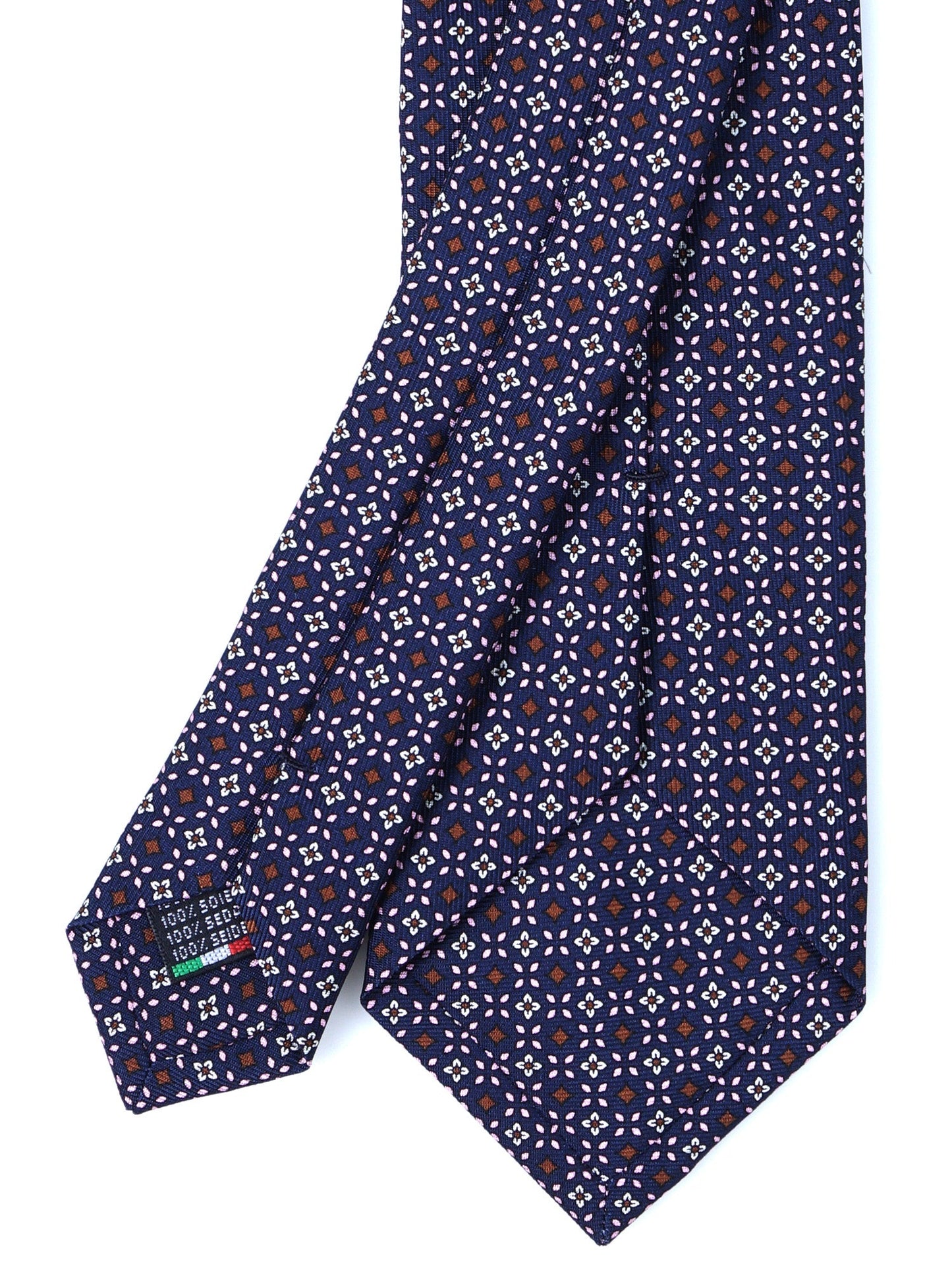 Dark Blue 3 Folds DONATA Silk Printed Tie