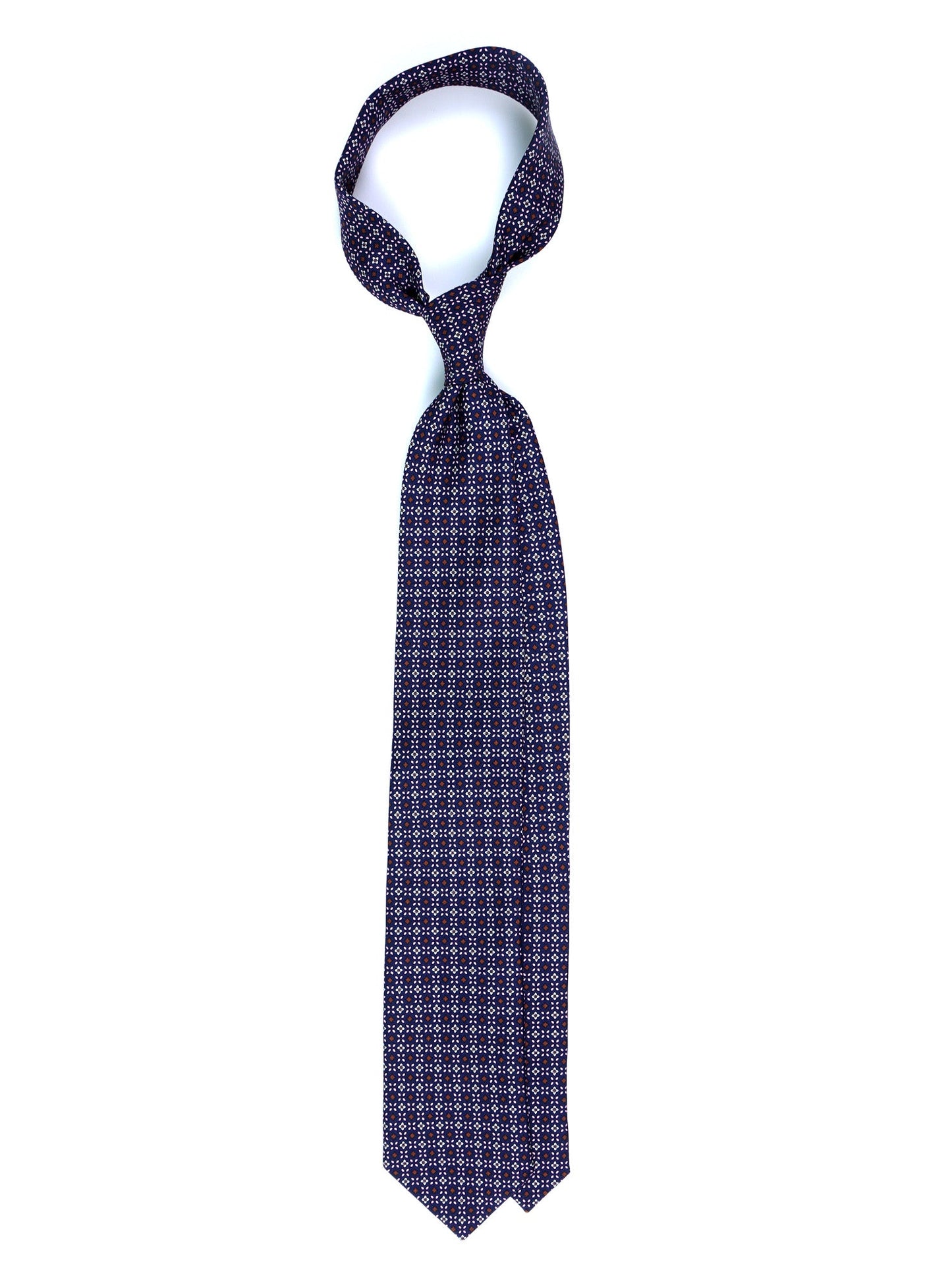 Dark Blue 3 Folds DONATA Silk Printed Tie