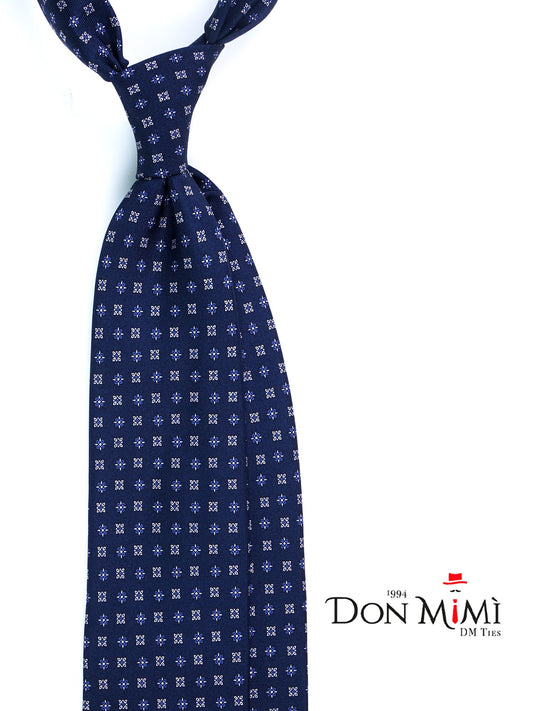 Dark Blue 3 Folds PAMELA Tie in Printed Silk