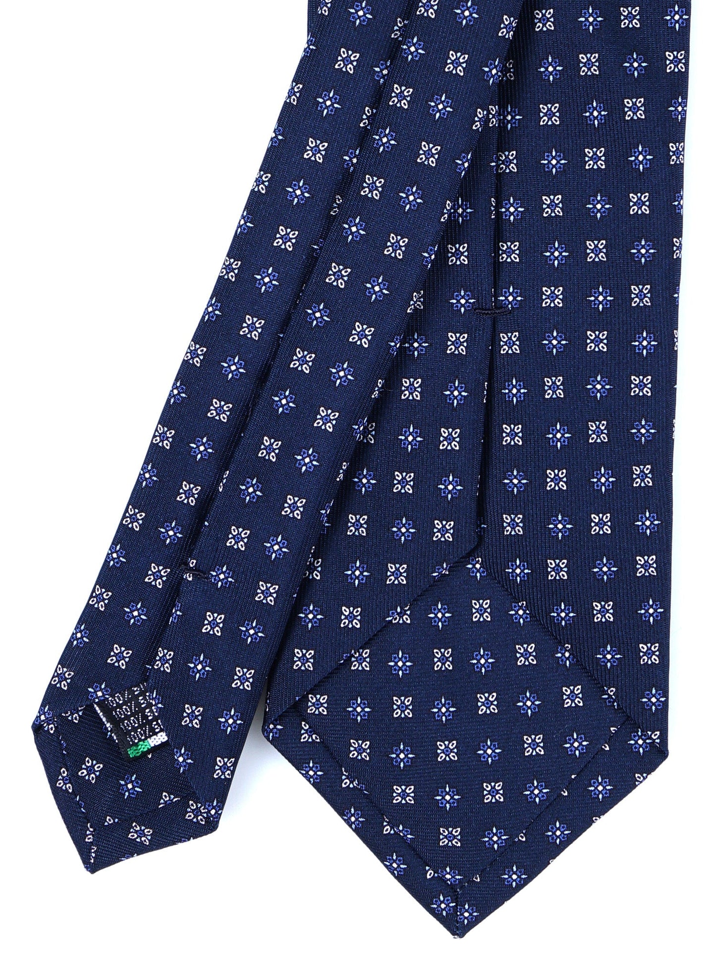 Dark Blue 3 Folds PAMELA Tie in Printed Silk