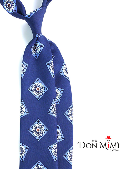Blue Tie 3 Folds MATERA in English madder silk