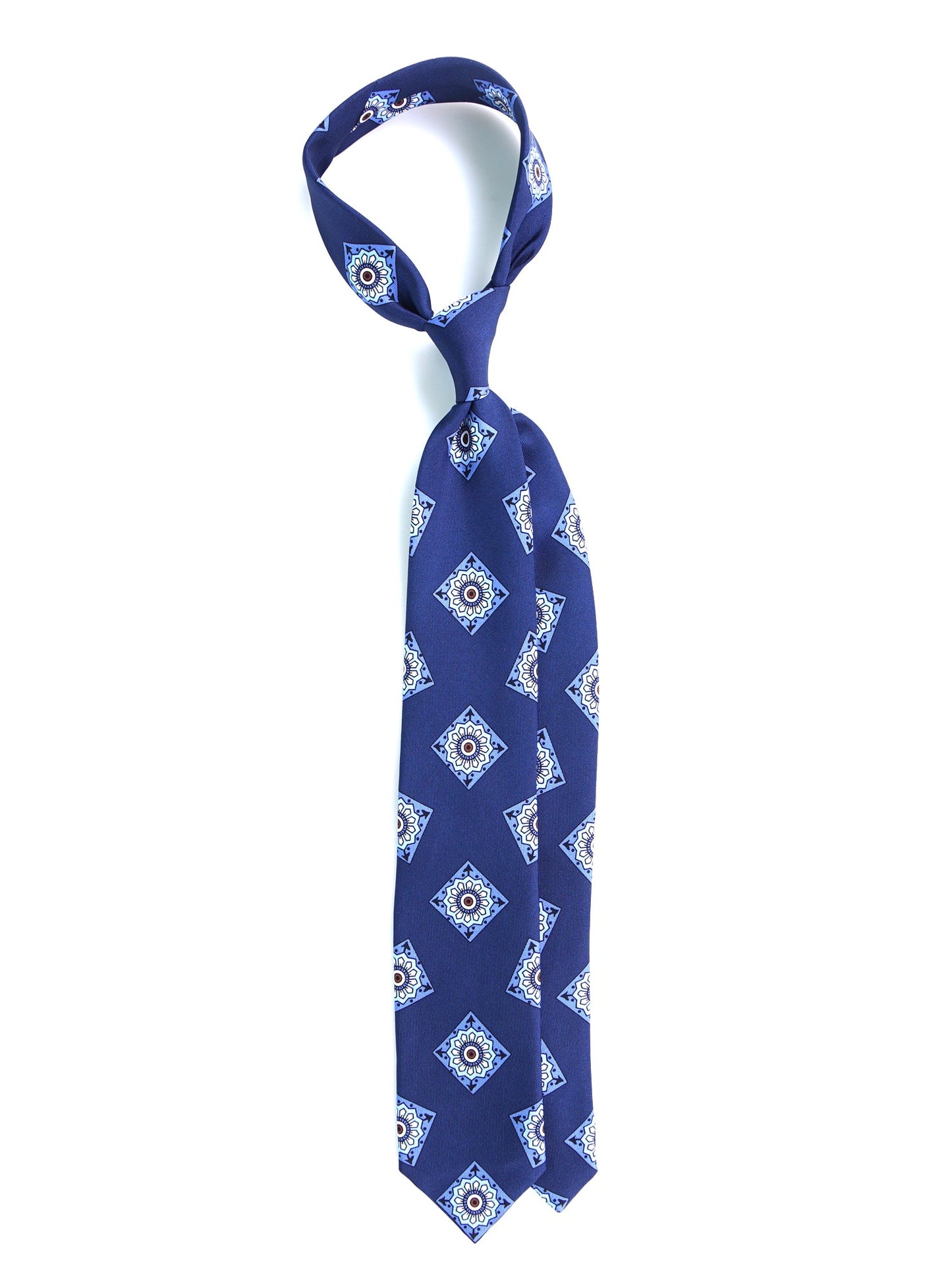 Blue Tie 3 Folds MATERA in English madder silk