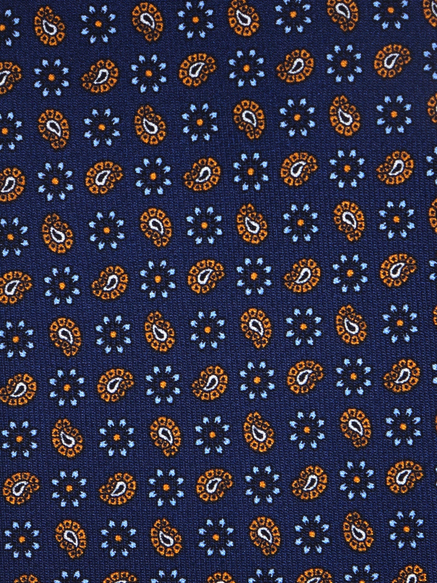 Blue/Gold 3 Folds VITTORIA Tie in English Printed Silk